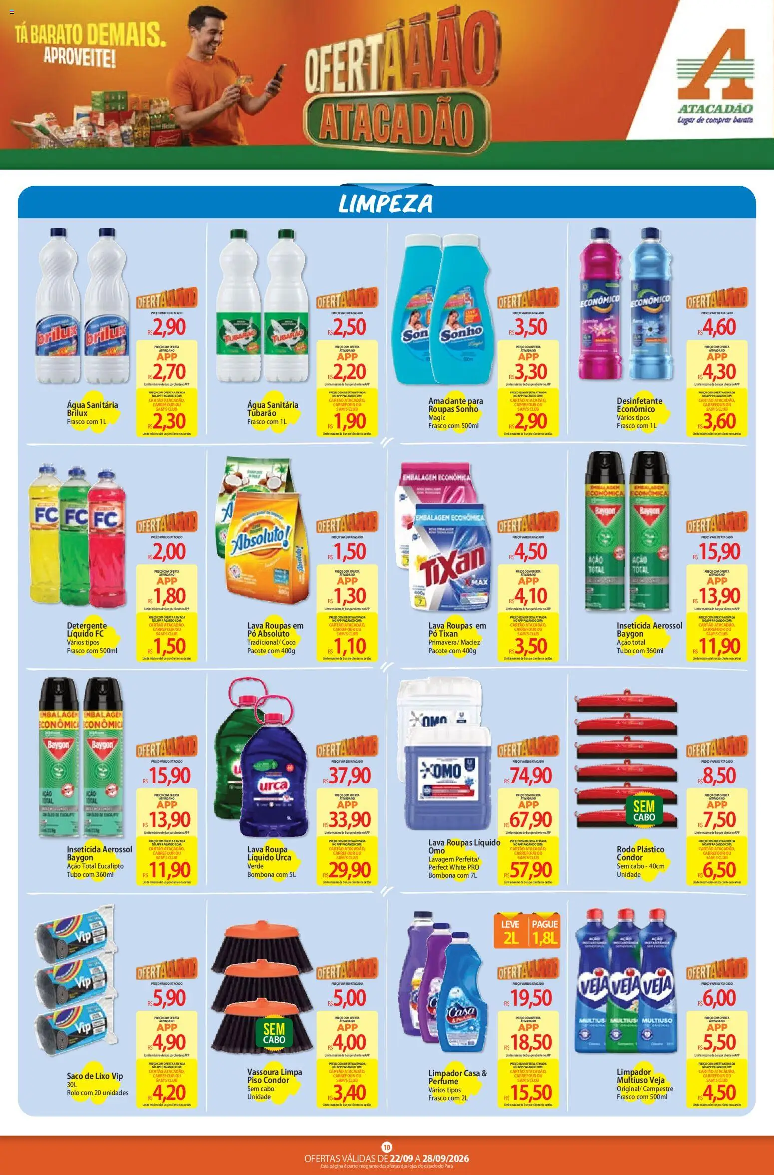 Atacadão Folheto - válido de 22/09/2026 | Página: 10 | Produtos: Perfume, Água, Amaciante, Água sanitária