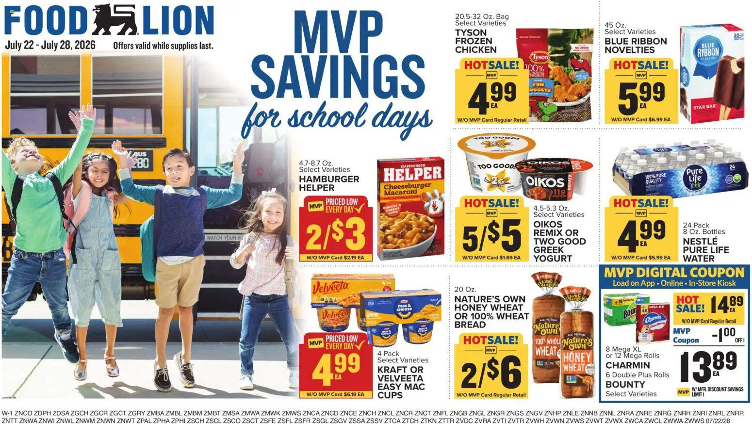 Food Lion Weekly Ad - valid from 07/22/2026 | Page: 14 | Products: Cheese, Yogurt, Sauce, Bag