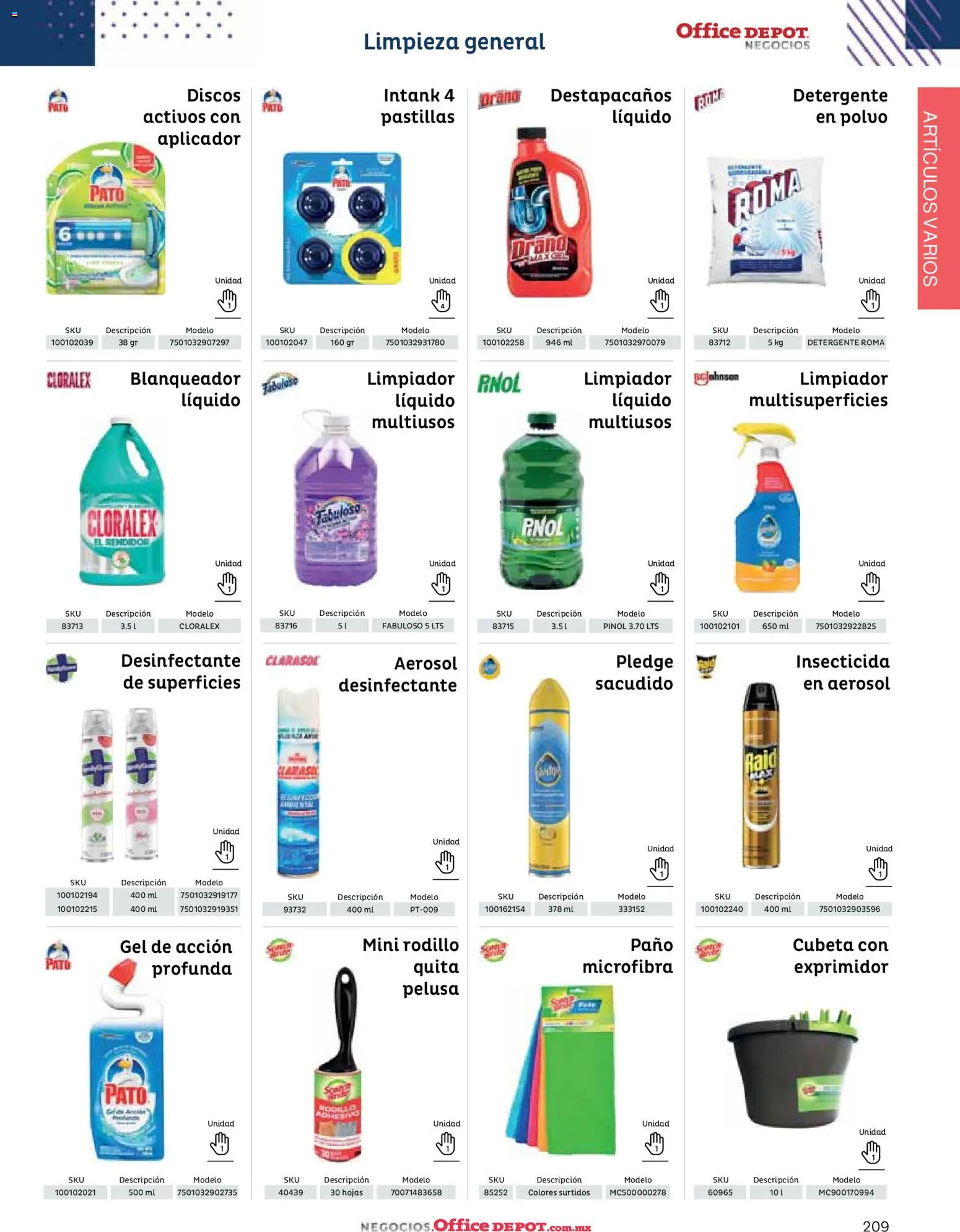 Nuevas ofertas de Office Depot válidas en toda la República Mexicana desde el 12/01/2026. ¡Encuentra las mejores ofertas en Office Depot catálogo 2026! | Página: 211 | Productos: Detergente, Desinfectante, Exprimidor, Polvo