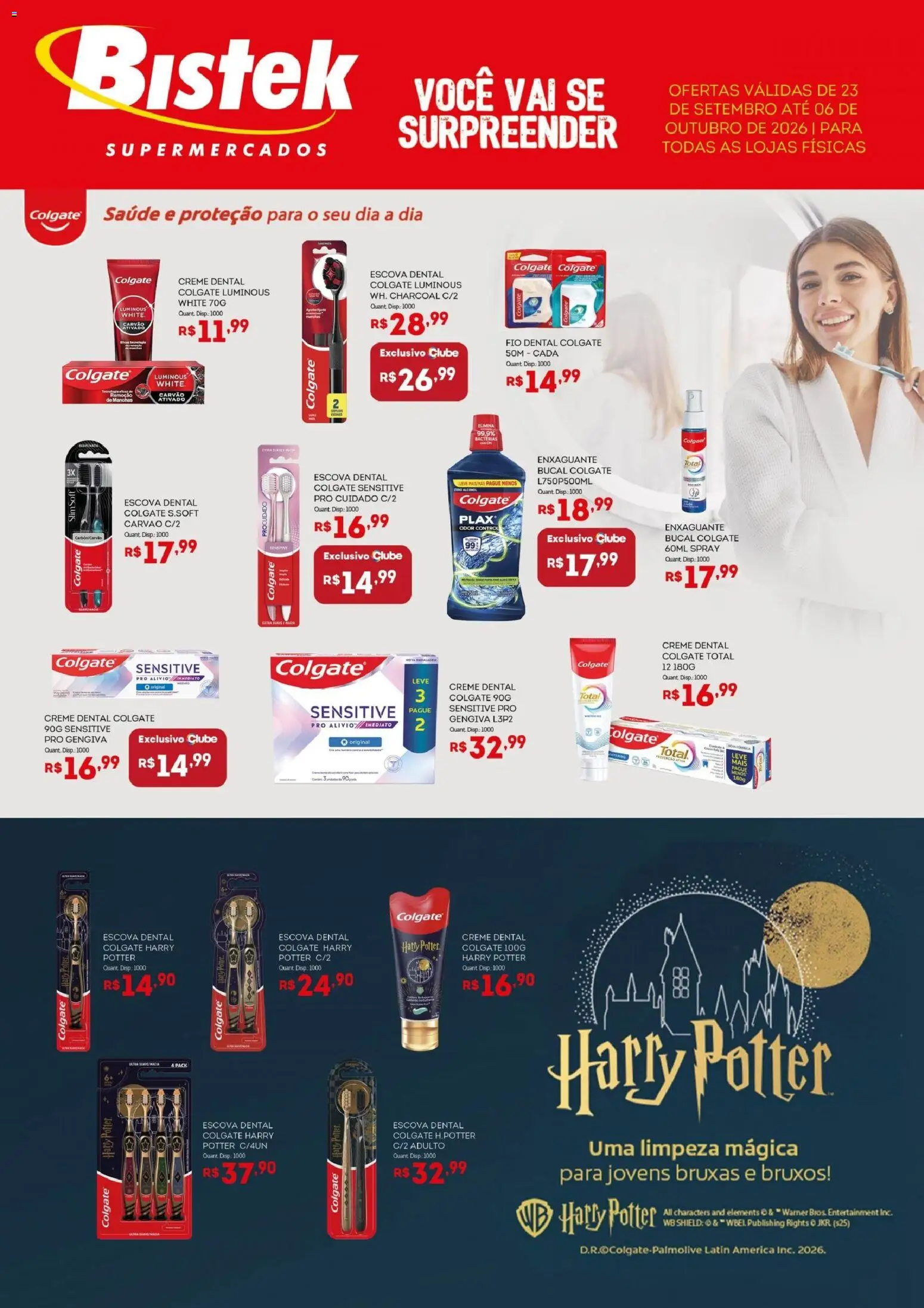 Bistek Supermercados Folheto - válido de 23/09/2026 | Página: 1 | Produtos: Escova, Creme, Fio dental, Creme dental