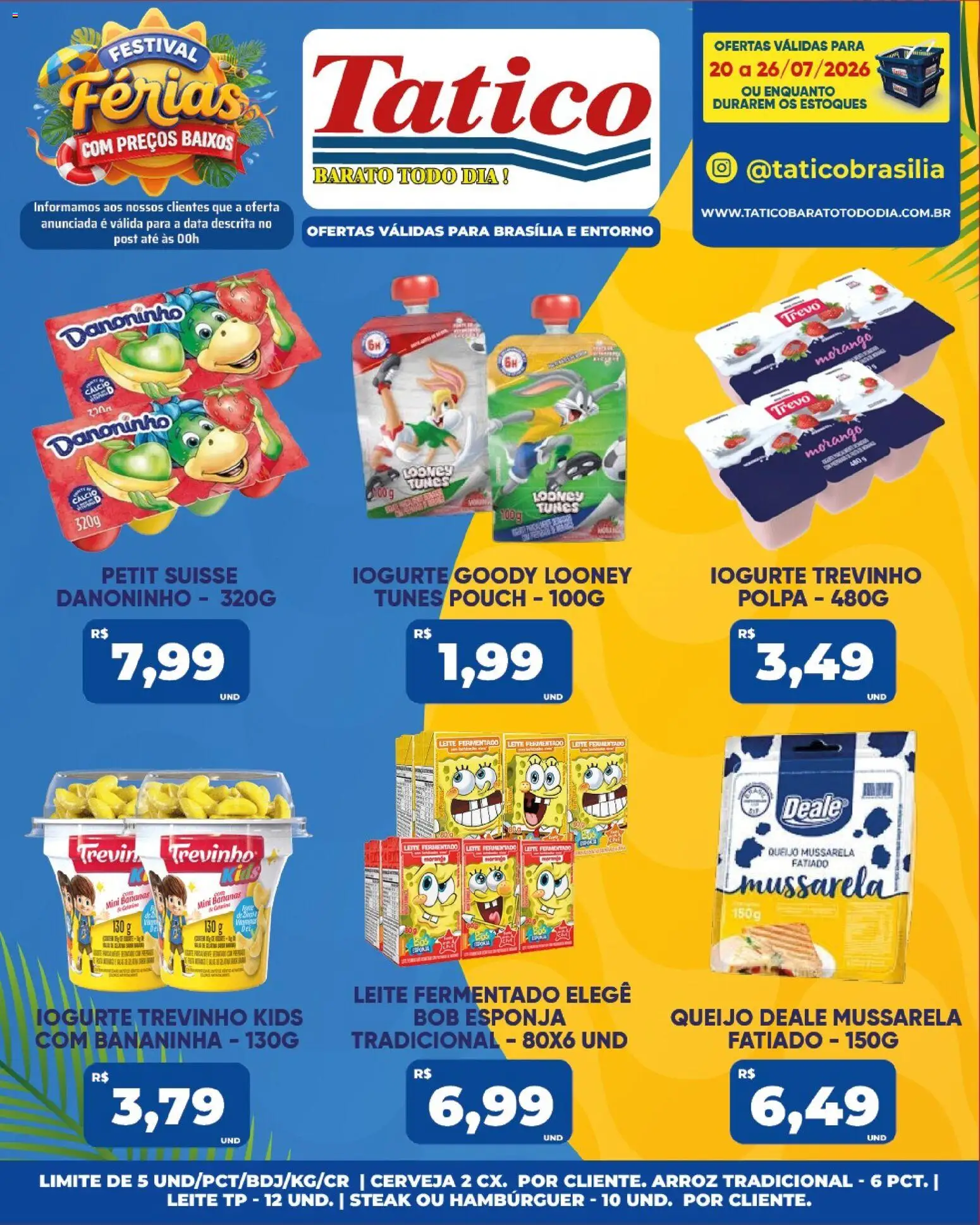 Tatico Folheto - válido de 20/07/2026 | Página: 20 | Produtos: Queijo, Cerveja, Arroz, Cálcio