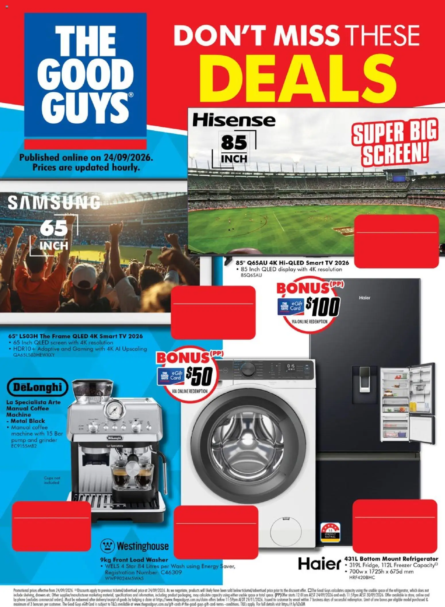The Good Guys catalogue - valid from 24/09/2026 | Page: 2 | Products: Tv, Washer, Grinder, Screen