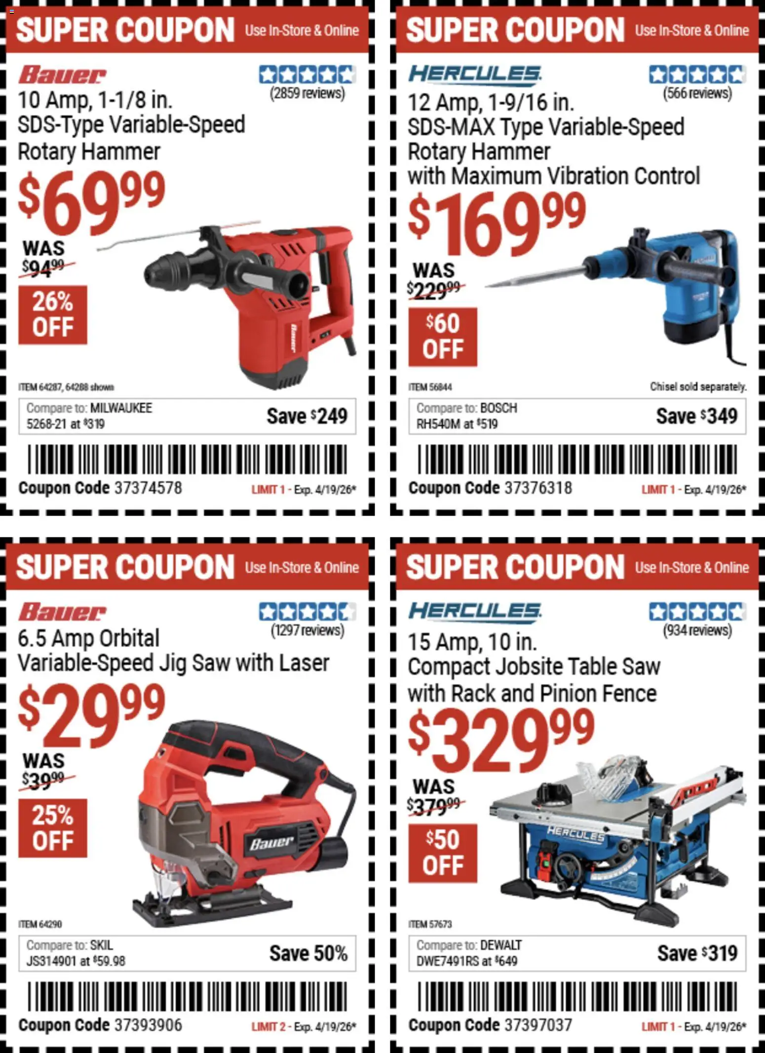 Harbor Freight Spring Black Friday - valid from 14.04.2026 | Page: 30 | Products: Table, Jig Saw, Hammer, Chisel