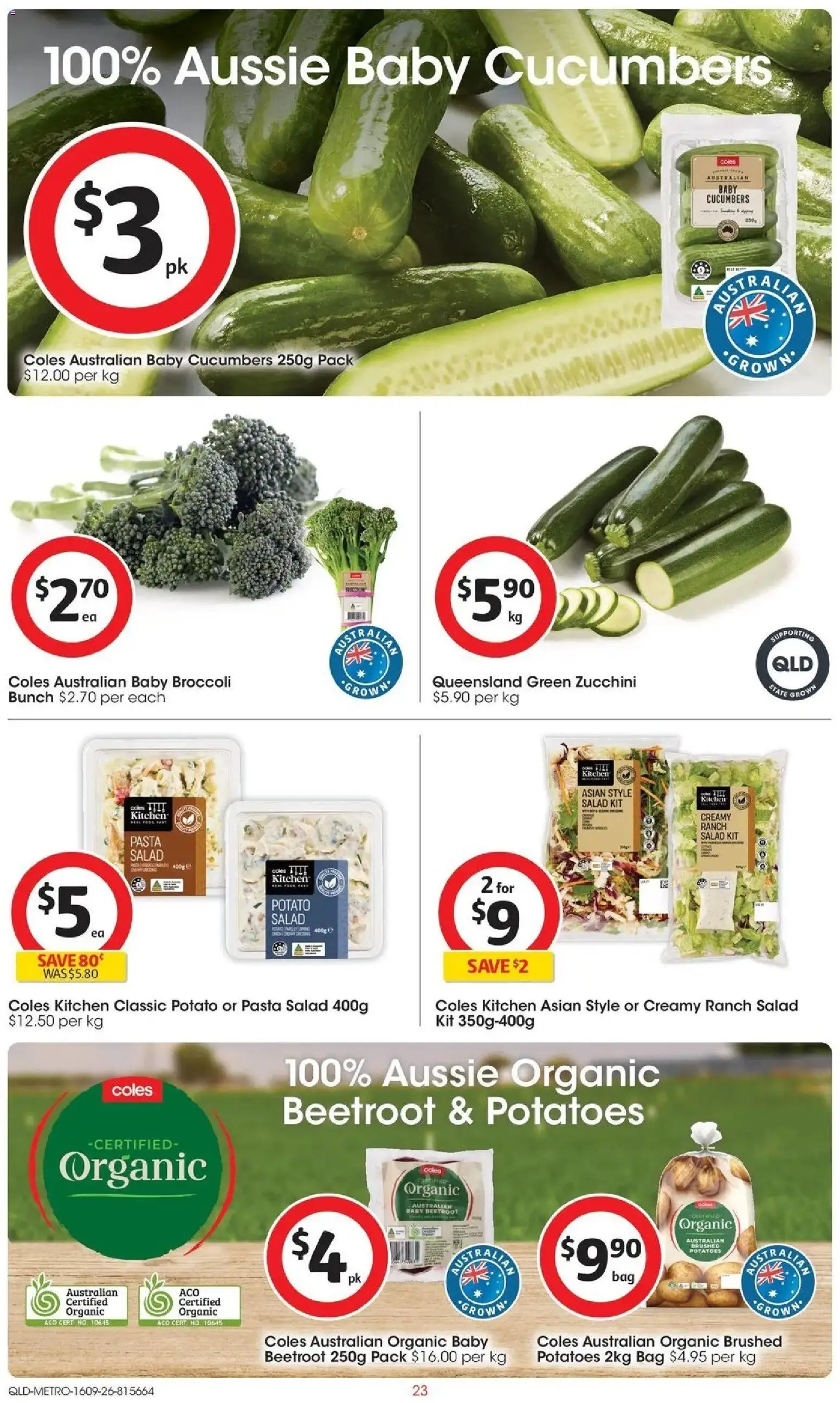 ﻿Coles catalogue valid from 16/09/2026 > Online Australia | Page: 23 | Products: Potato salad, Beetroot, Zucchini, Bag