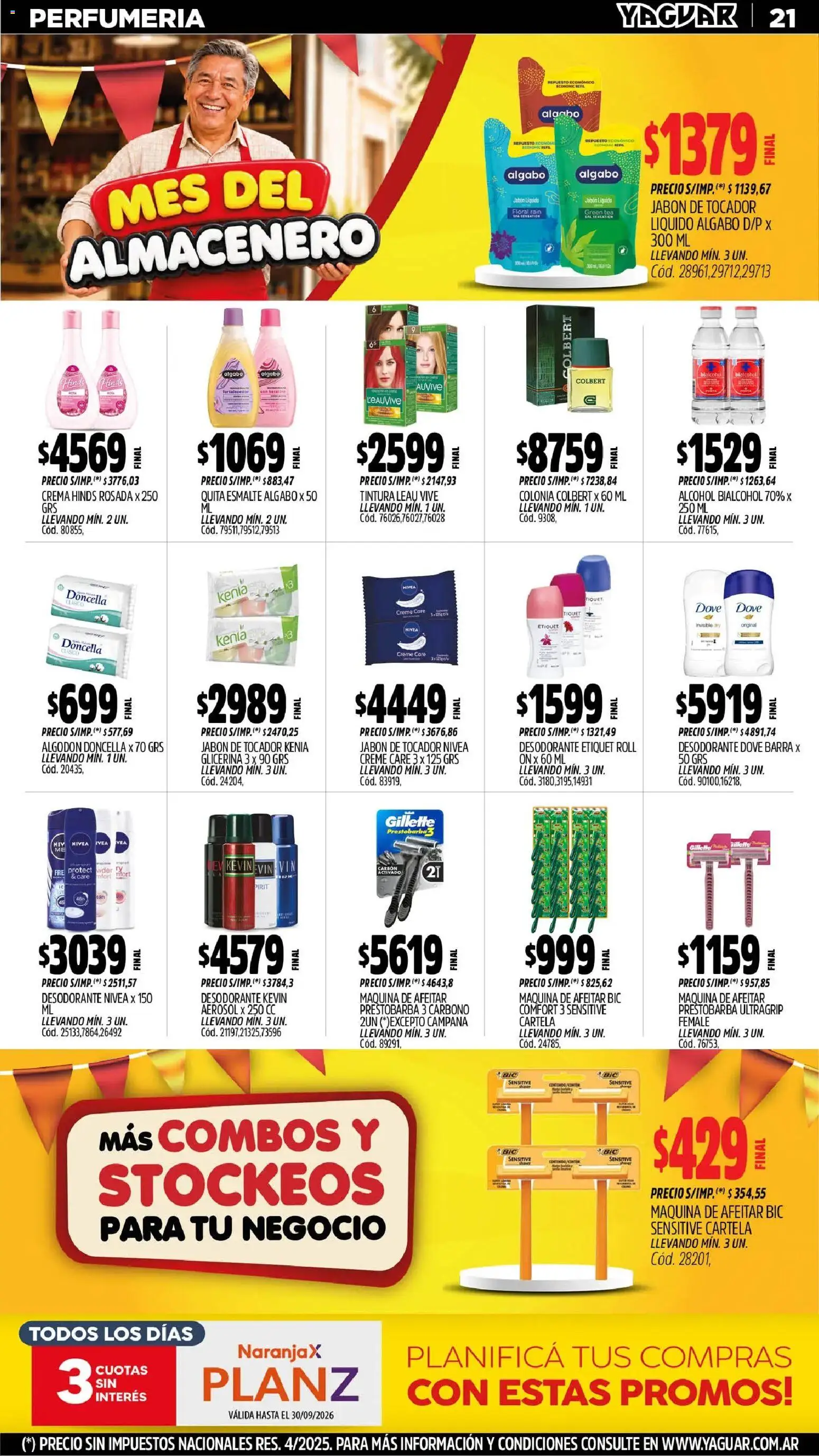 Yaguar - Oferta Semanal Trelew │ válido desde el 31/08/2026 | Página: 21 | Productos: Algodón, Campana, Tintura, Jabón