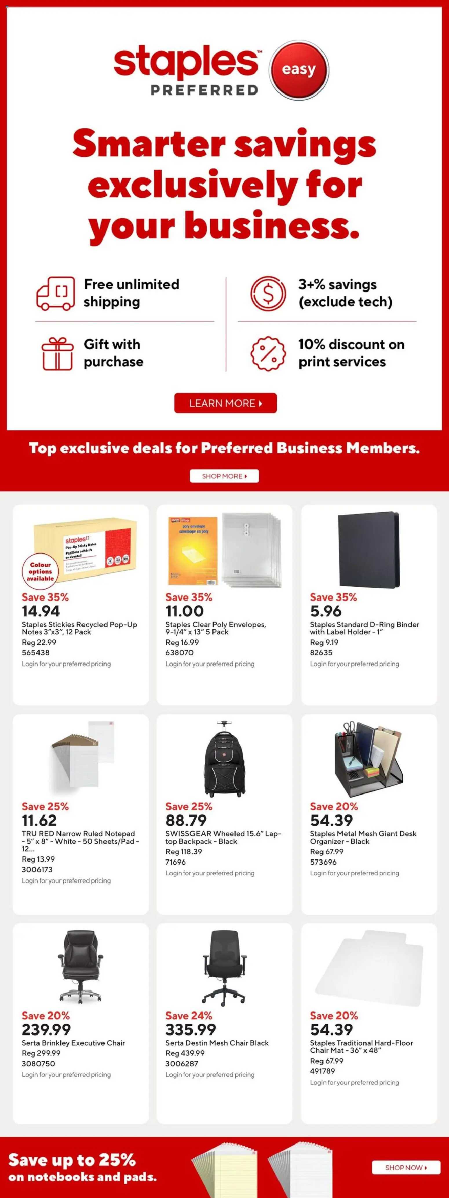 Staples flyer valid from Sep 4, 2026 | Page: 15 | Products: Backpack, Chair
