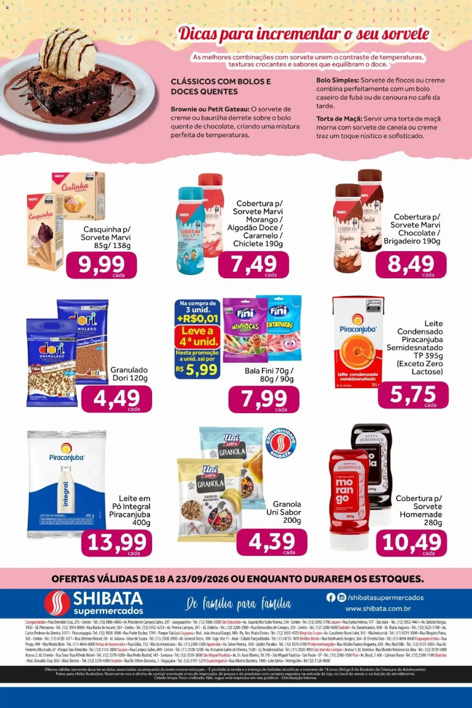 Shibata Folheto - válido de 18/09/2026 | Página: 2 | Produtos: Leite, Bolo, Sorvete, Algodão