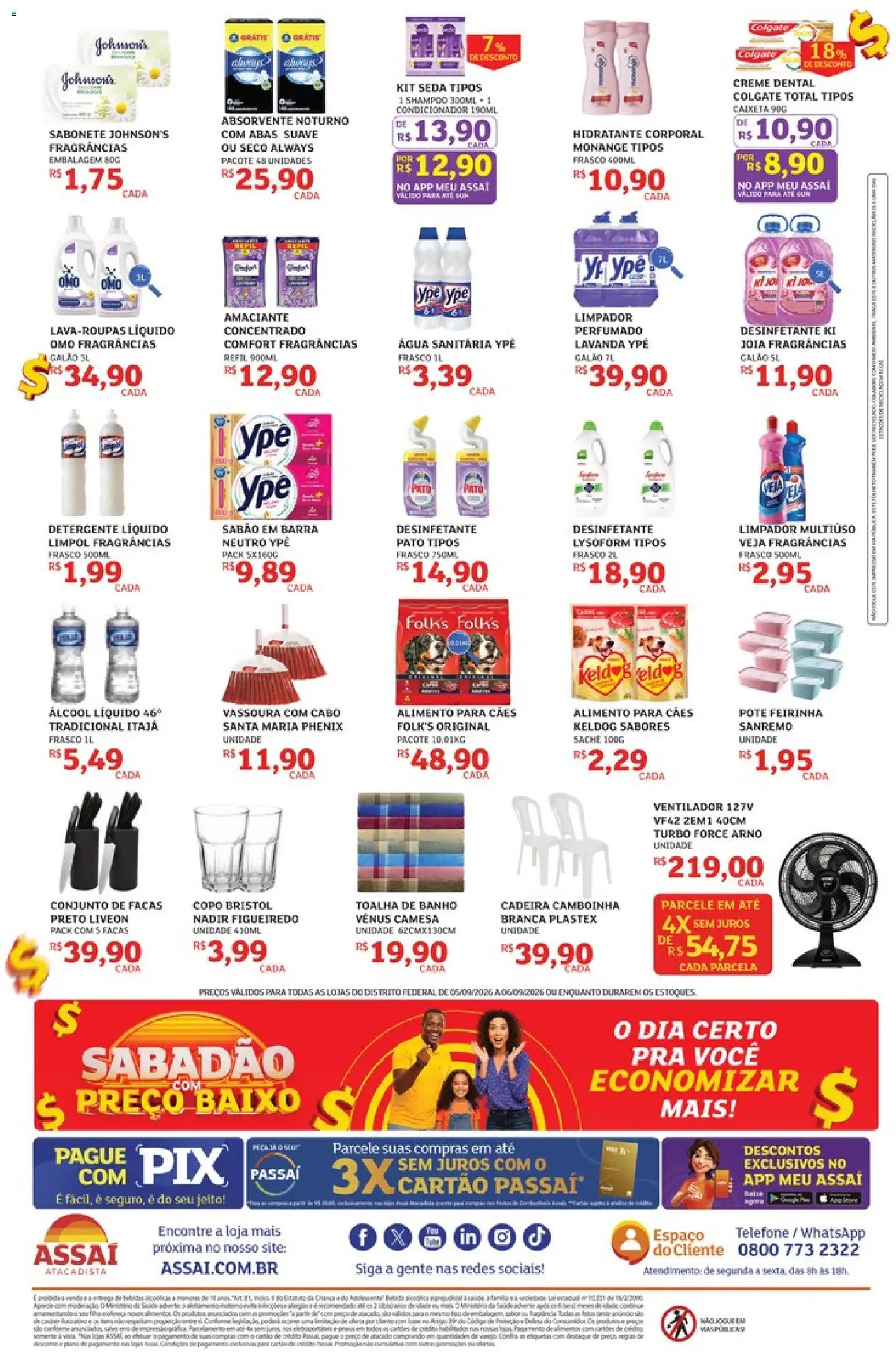Assaí Atacadista Folheto - válido de 05/09/2026 | Página: 4 | Produtos: Shampoo, Condicionador, Água, Telefone