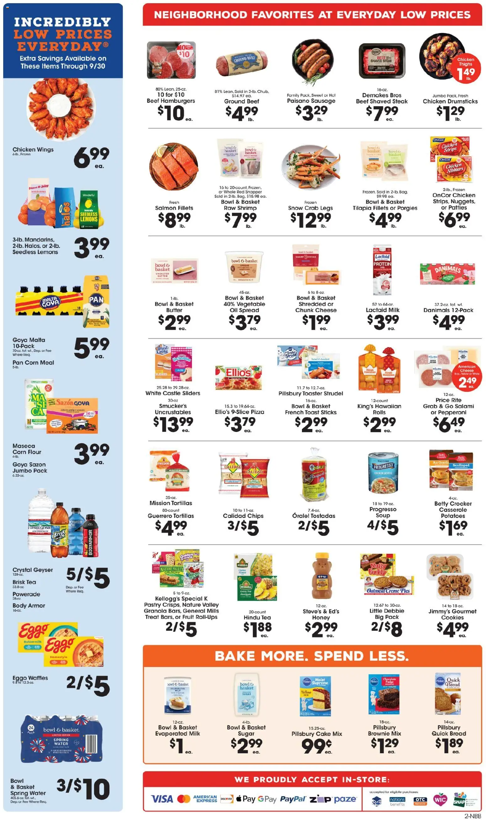 Price Rite Weekly Ad - valid from 09/11/2026 | Page: 4 | Products: Pan, Chicken wings, Oatmeal, Water