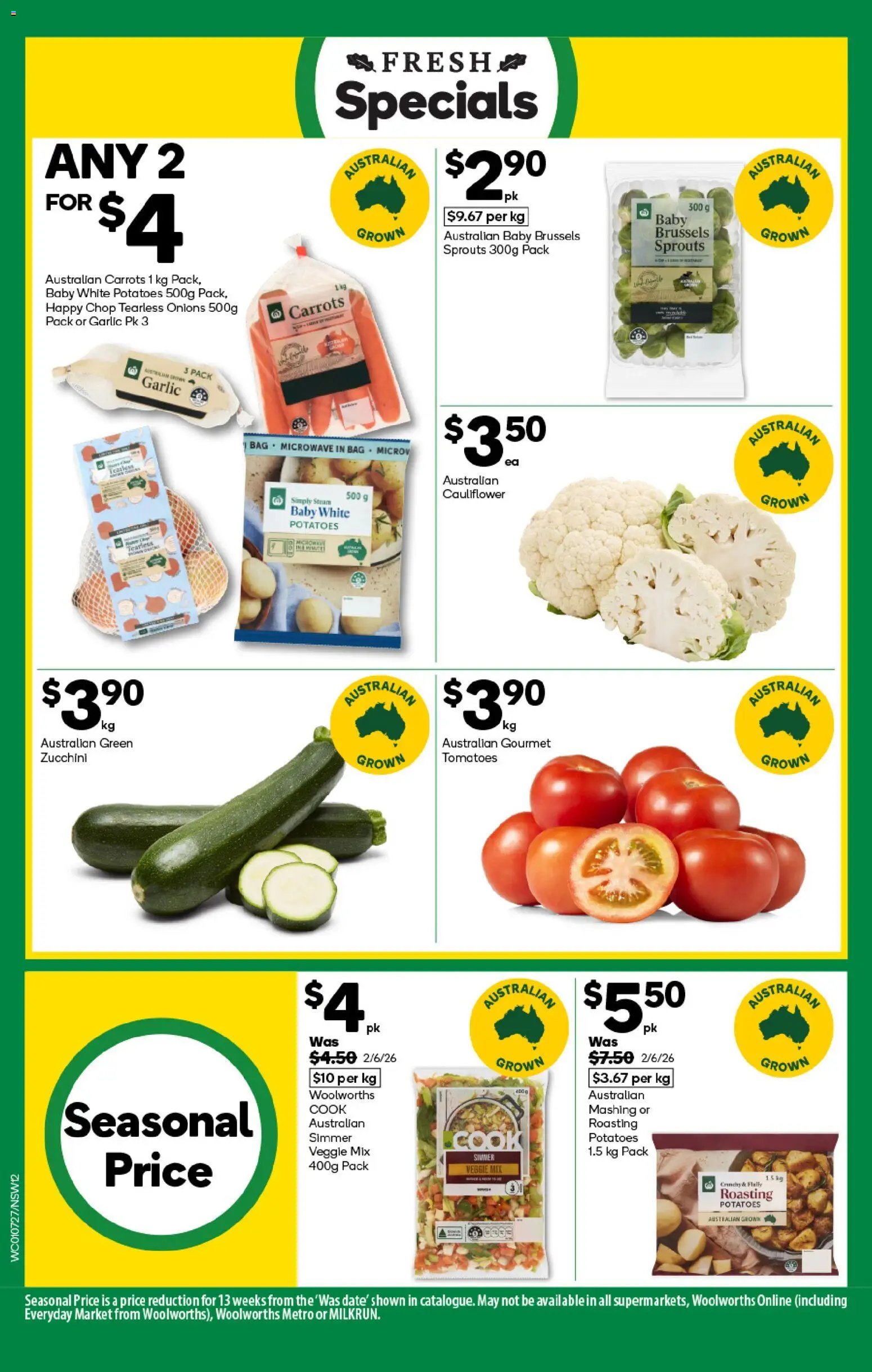 Woolworths catalogue - valid from 01/07/2026 | Page: 12 | Products: Carrots, Potatoes, Garlic, Zucchini