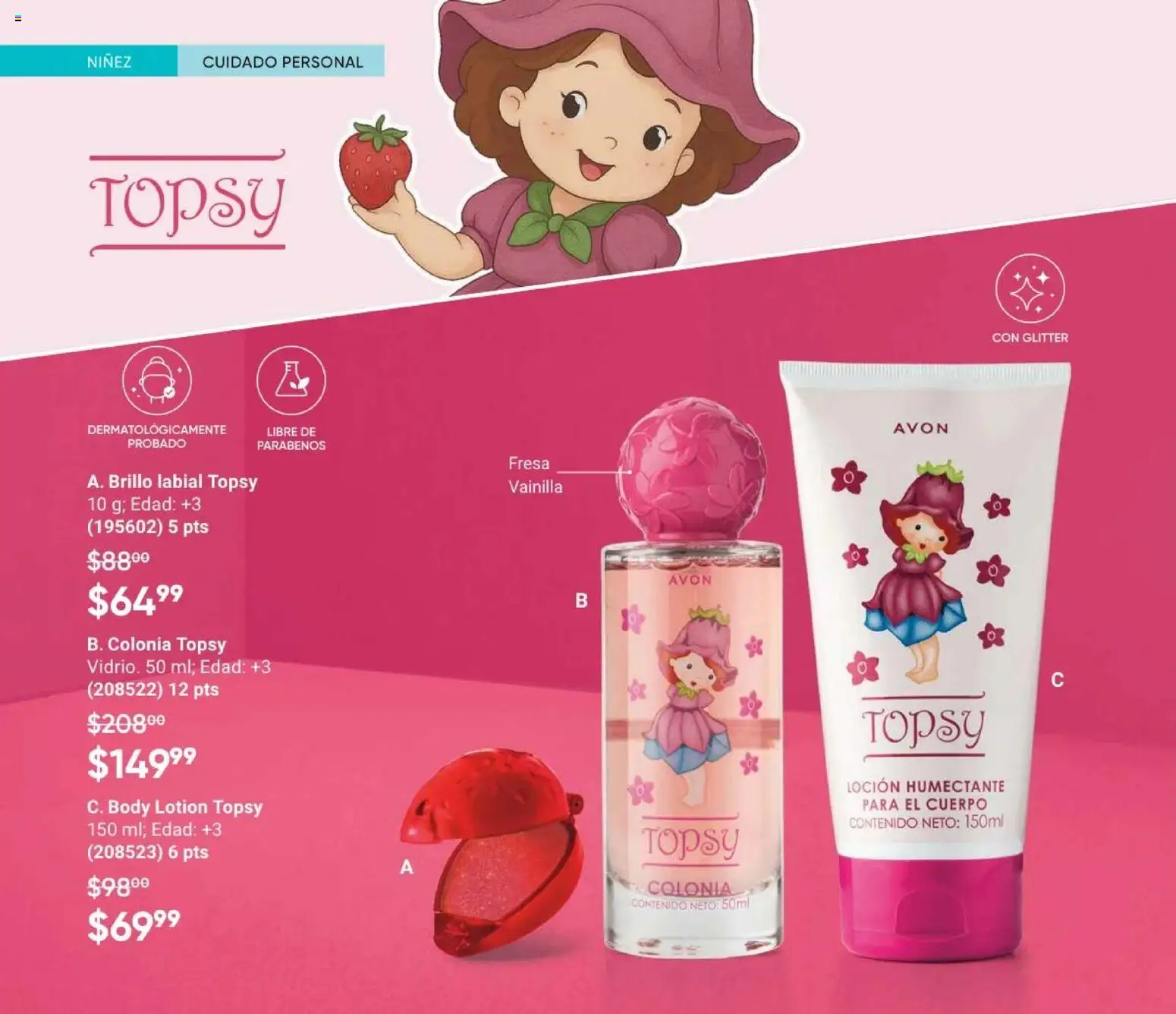 Nuevas ofertas de AVON válidas en toda la República Mexicana desde el 20/08/2026. ¡Encuentra las mejores ofertas en AVON Casa & Estilo 12 2026! | Página: 154 | Productos: Fresa, Brillo, Glitter, Loción