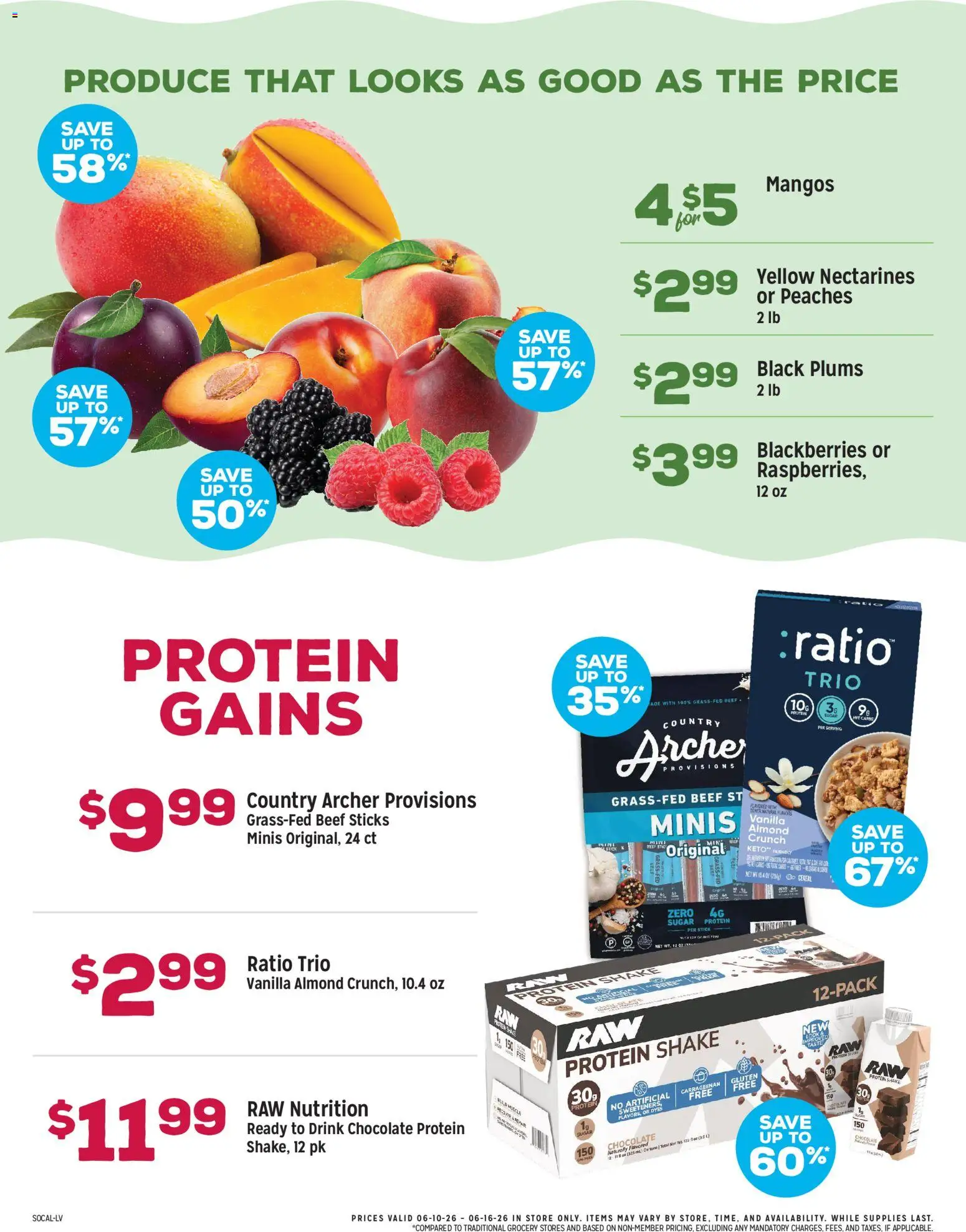 Grocery Outlet Weekly Ad - CA - valid from 10.06.2026 | Page: 2 | Products: Peaches, Chocolate, Beef, Sugar