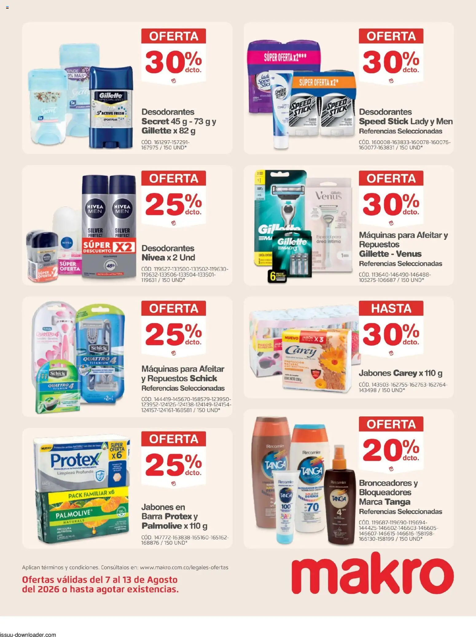 Makro revista - valida desde el 07/08/2026 | Página: 19 | Productos: Bloqueador, Bronceador, Jabón