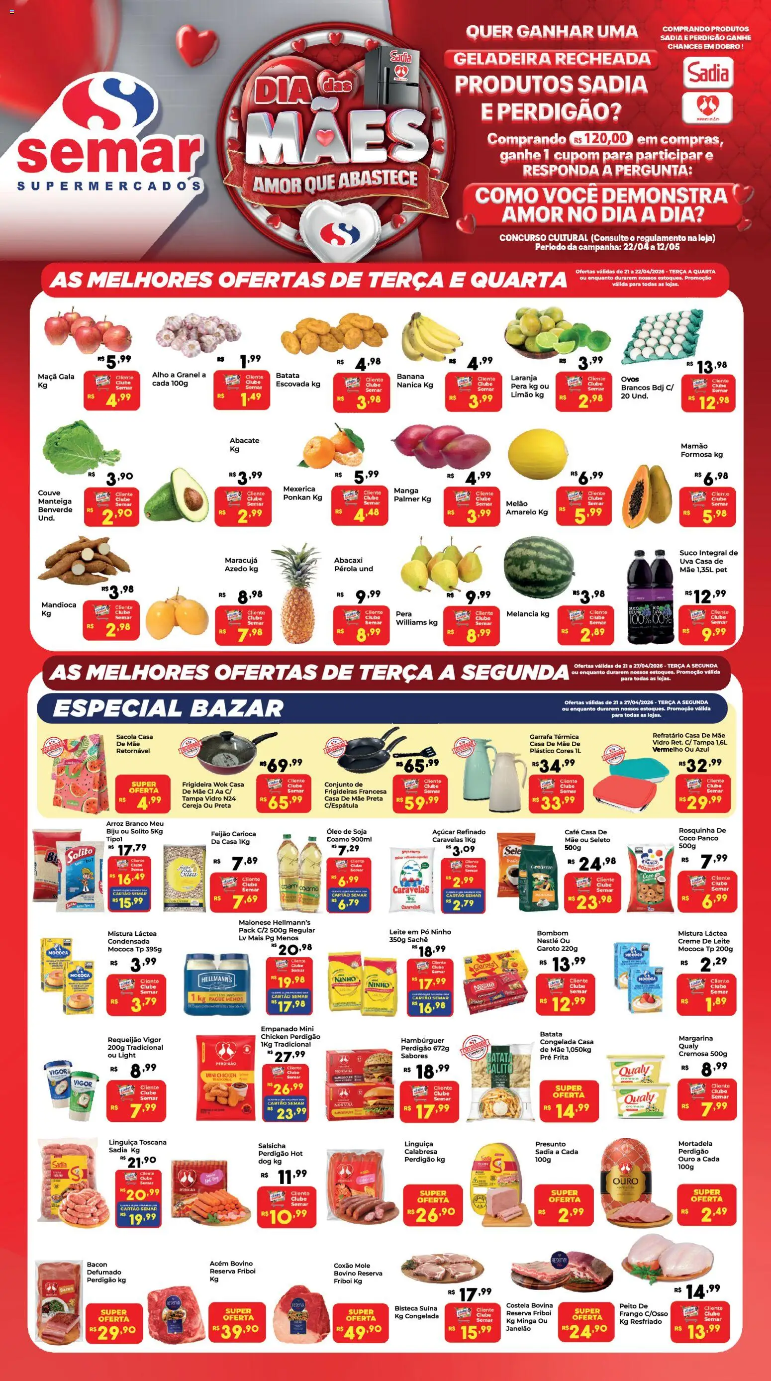 Semar Supermercado Folheto - válido de 21.04.2026 | Página: 1 | Produtos: Pera, Cereja, Garrafa térmica, Maionese