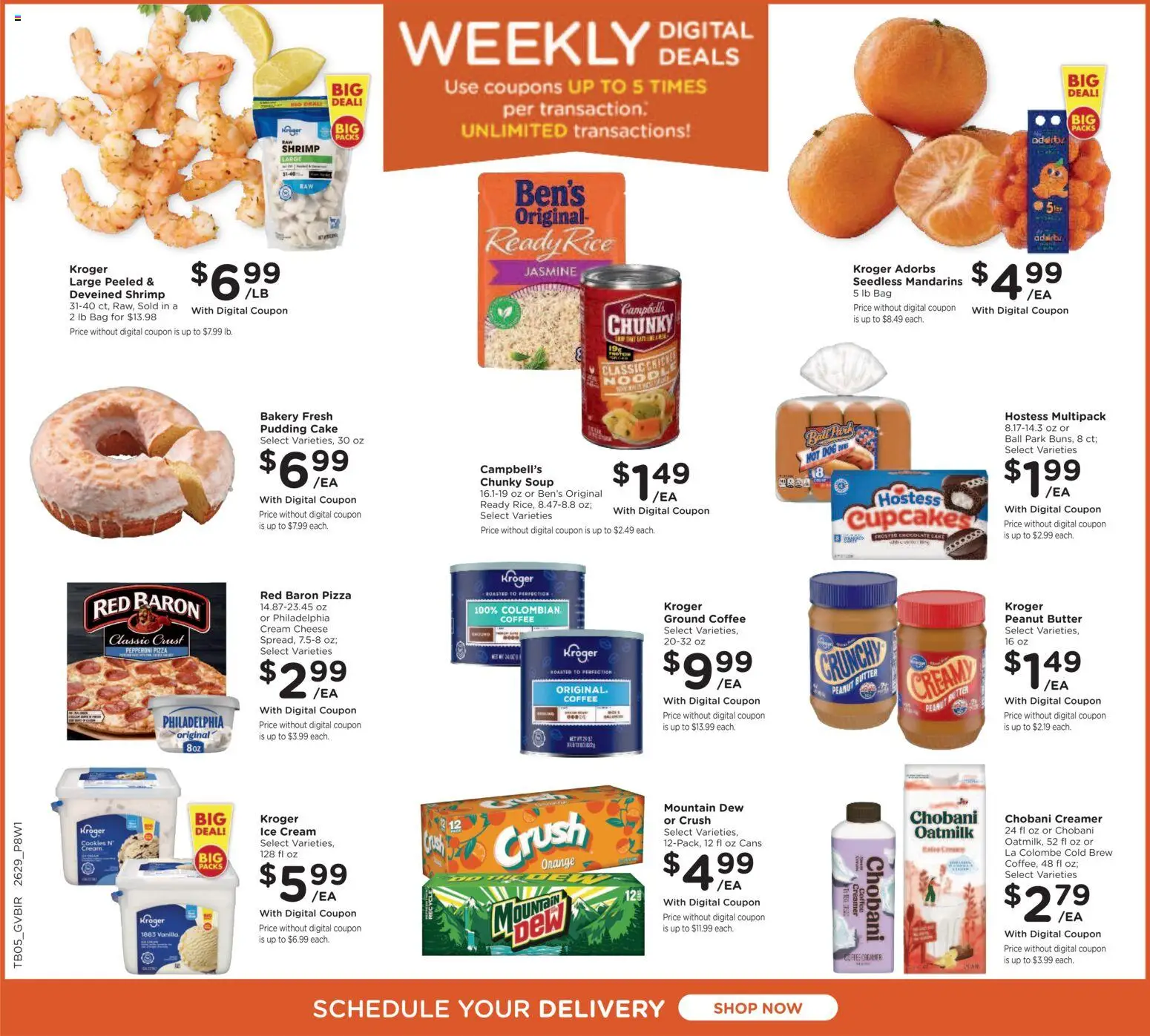 Kroger Ad - valid from 08/19/2026 | Page: 3 | Products: Shrimp, Cream cheese, Butter, Ice