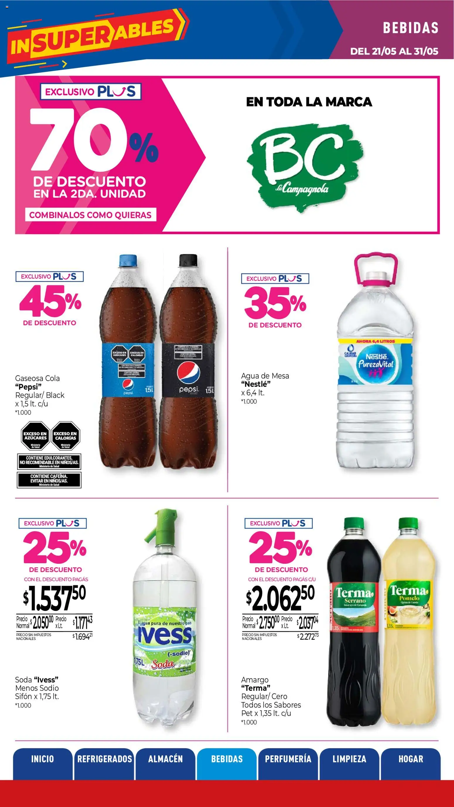 La Anonima catálogo │ válido desde el 21.05.2026 | Página: 21 | Productos: Mesa, Gaseosa, Soda, Agua