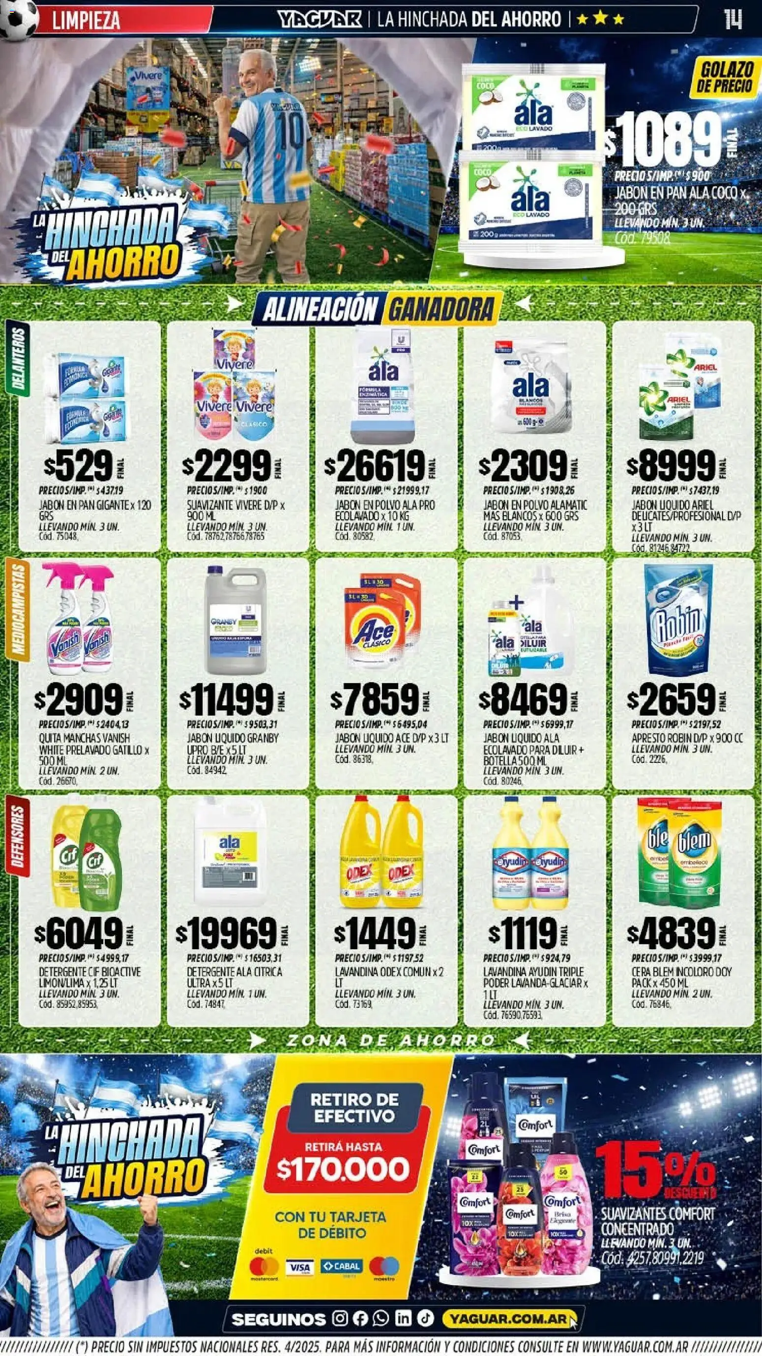 Yaguar - Oferta Semanal Córdoba │ válido desde el 15.06.2026 | Página: 13 | Productos: Polvo, Detergente, Cera, Pan