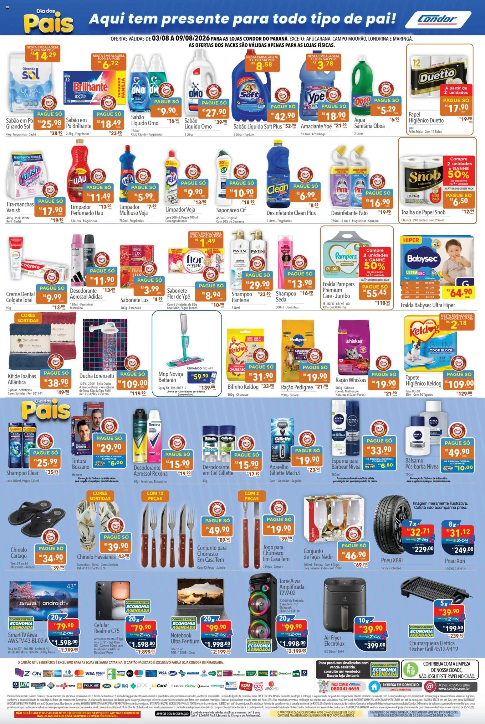 Supermercados Condor Folheto - válido de 03/08/2026 | Página: 4 | Produtos: Shampoo, Notebook, Celular, Áudio