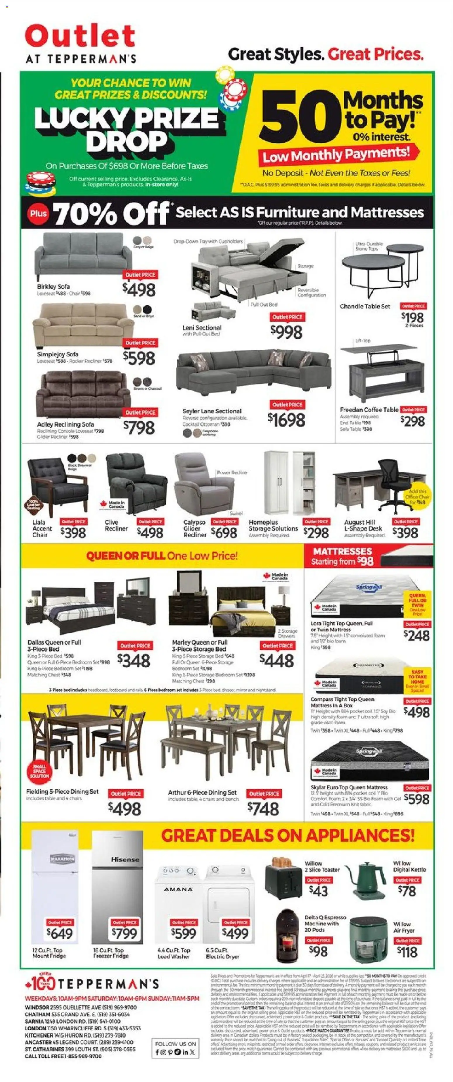 Tepperman's flyer valid from 17.04.2026 | Page: 9 | Products: Toaster, Bed, Table, Box