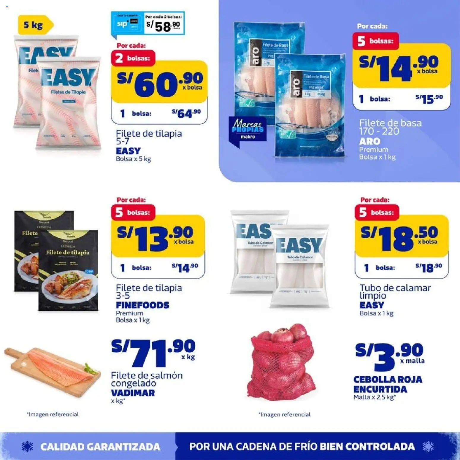 Catálogo Makro válido desde 13/08/2026 | Página: 16 | Productos: Cebolla, Bolsa, Tilapia, Filete de salmón