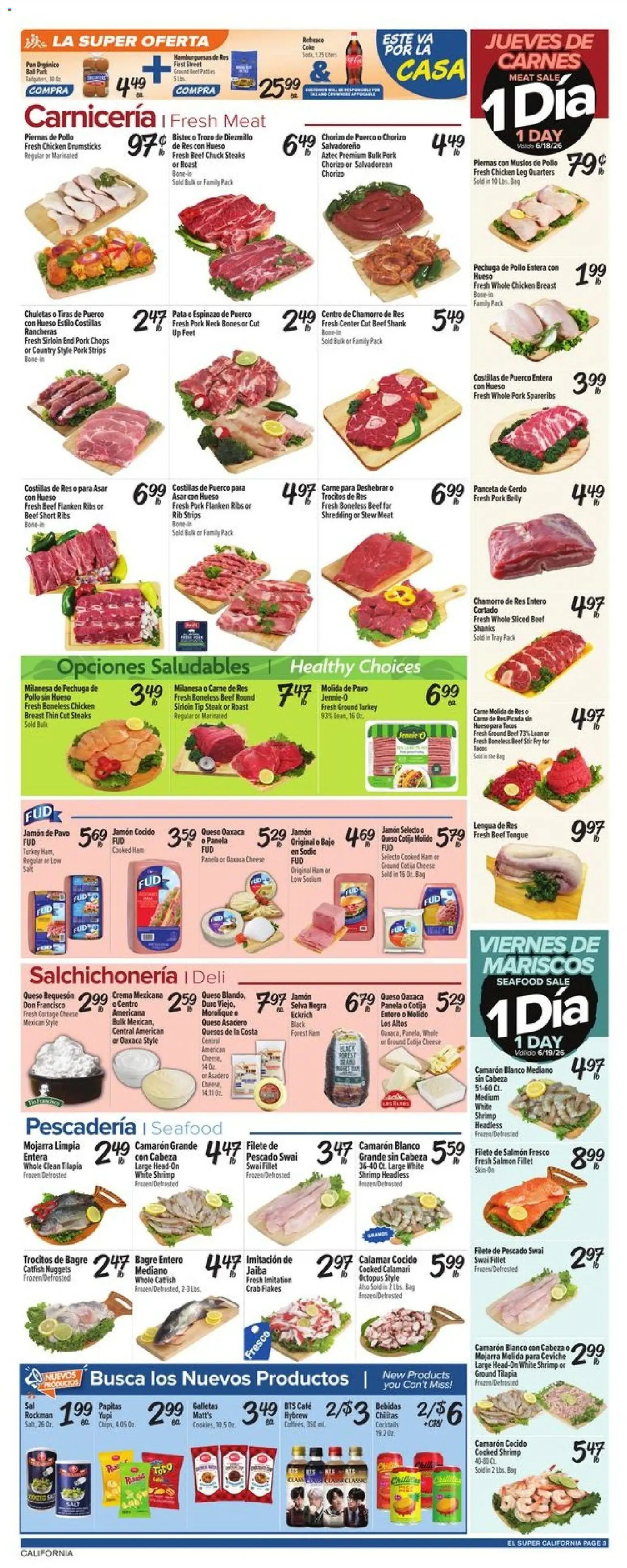 El Super Weekly Ad - CA - valid from 17.06.2026 | Page: 3 | Products: Pan, Cheese, Seafood, Bag