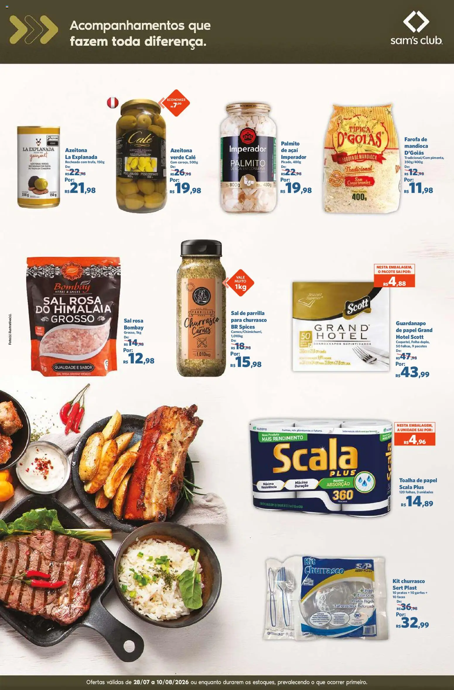 Sam's Club Folheto - válido de 28/07/2026 | Página: 3 | Produtos: Palmito, Talheres, Garfos, Farofa