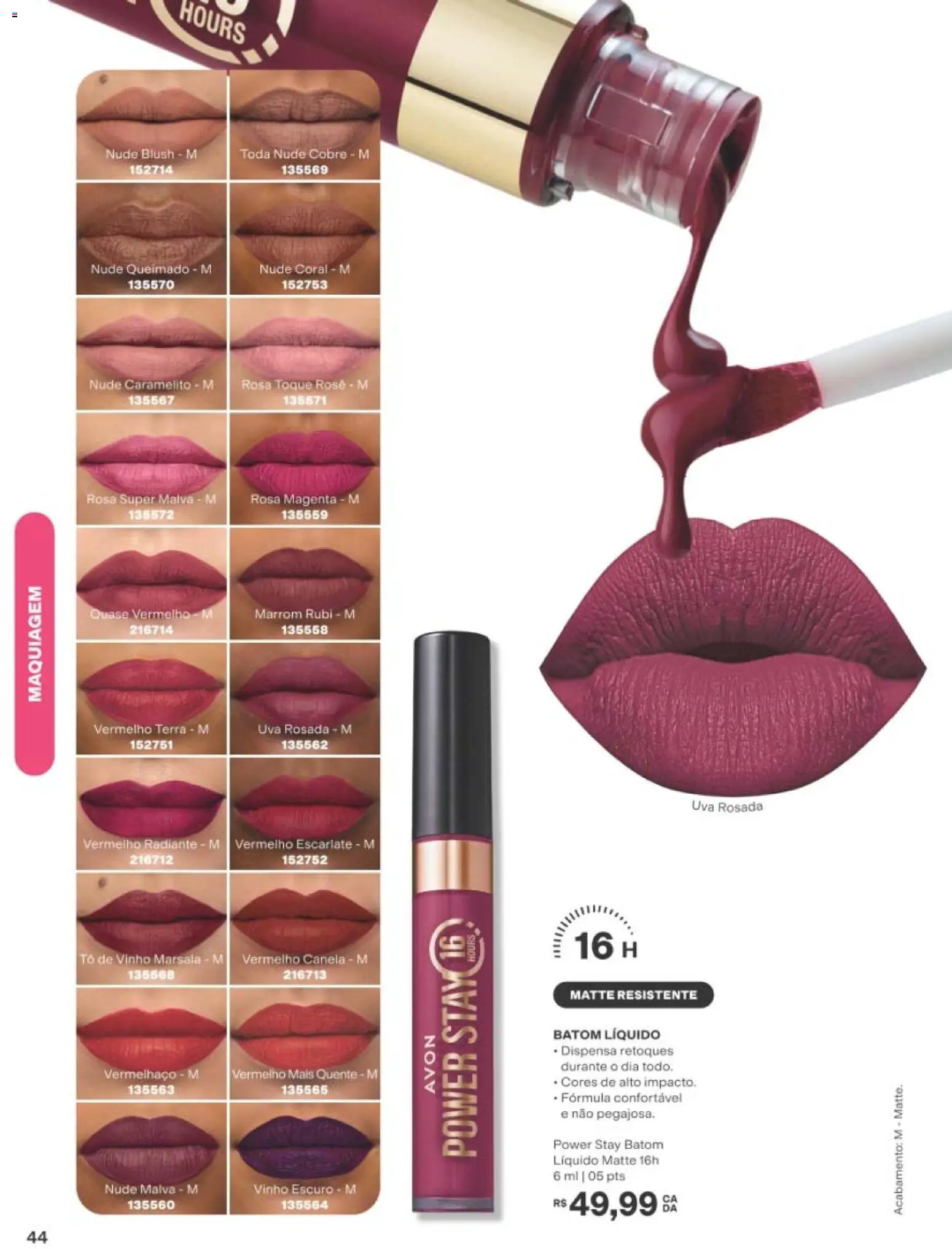 Avon Folheto - válido de 10/08/2026 | Página: 44 | Produtos: Maquiagem, Blush, Vinho, Canela