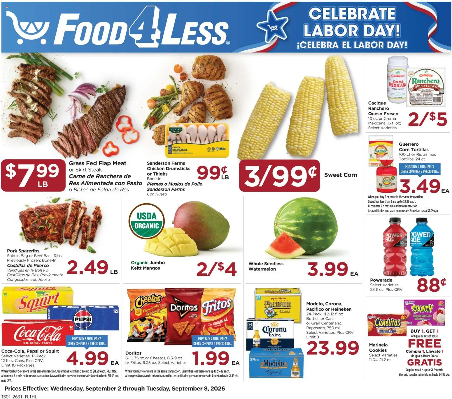 Food 4 Less Weekly Ad - valid from 09/02/2026 | Page: 1 | Products: Cheese, Beef, Cookies, Bag