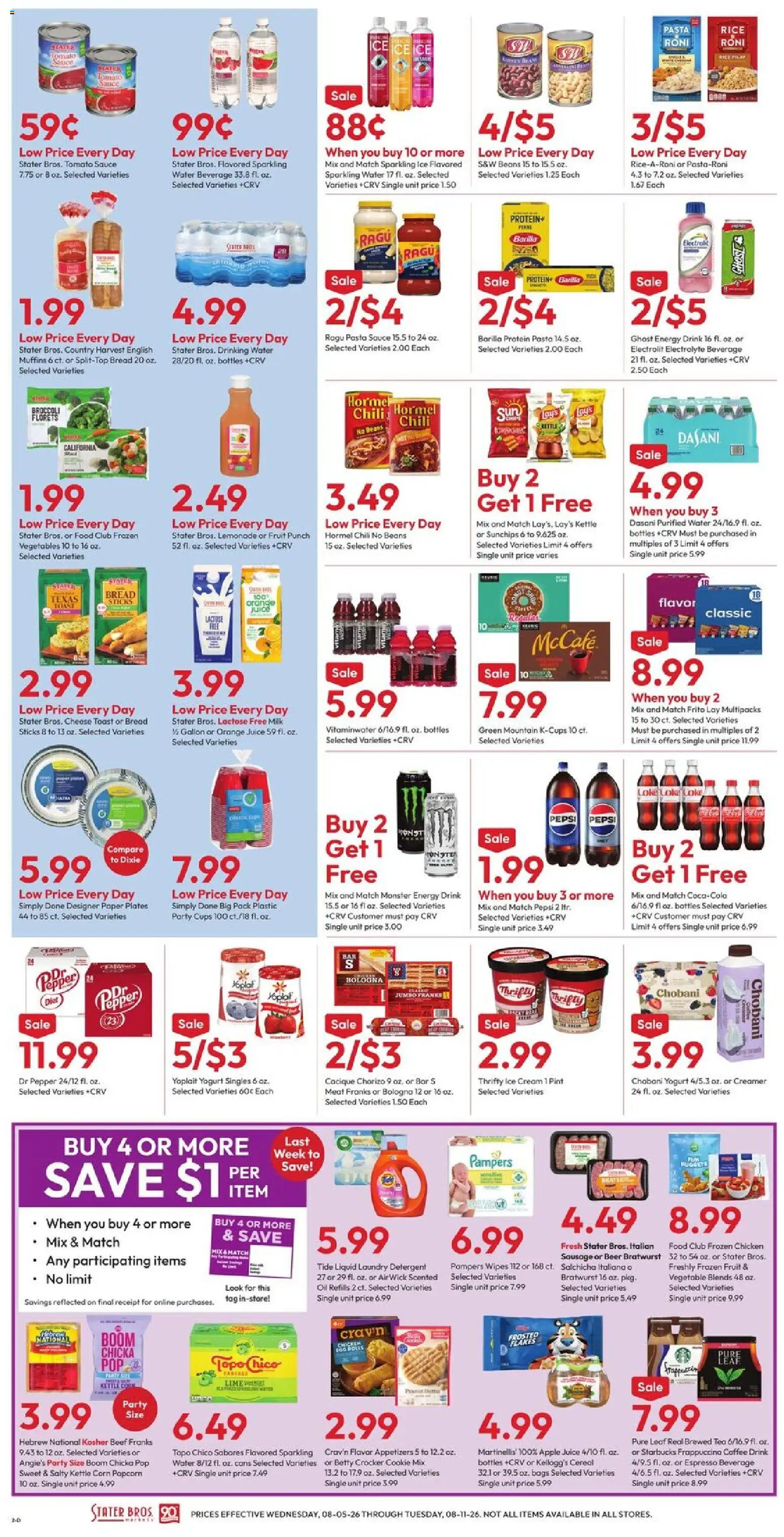 Stater Bros Weekly Ad - valid from 08/05/2026 | Page: 2 | Products: Corn, Broccoli, Beer, Kettle
