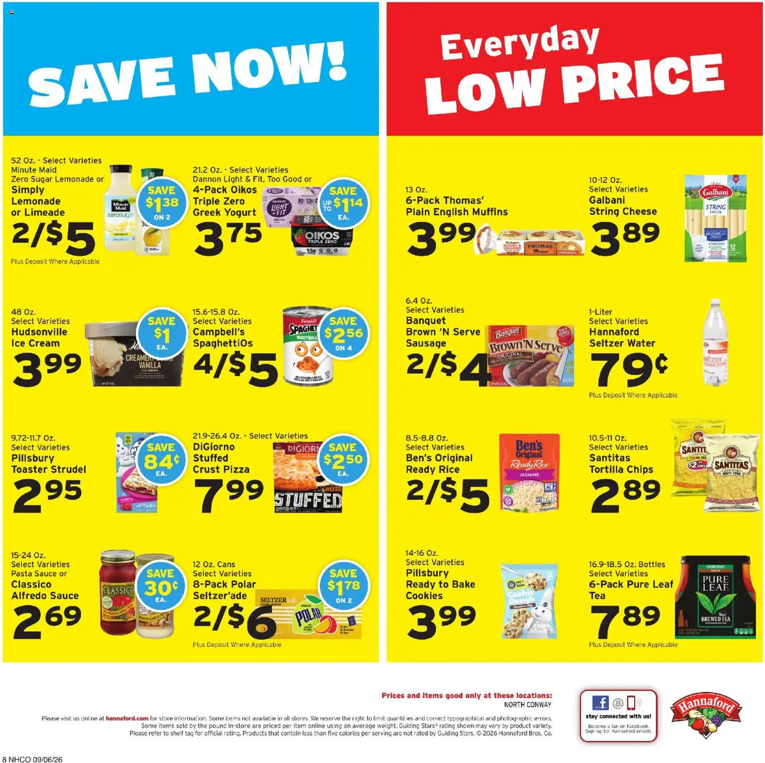 Hannaford Weekly Ad - valid from 09/06/2026 | Page: 8 | Products: Shelf, Yogurt, Chips, Greek yogurt