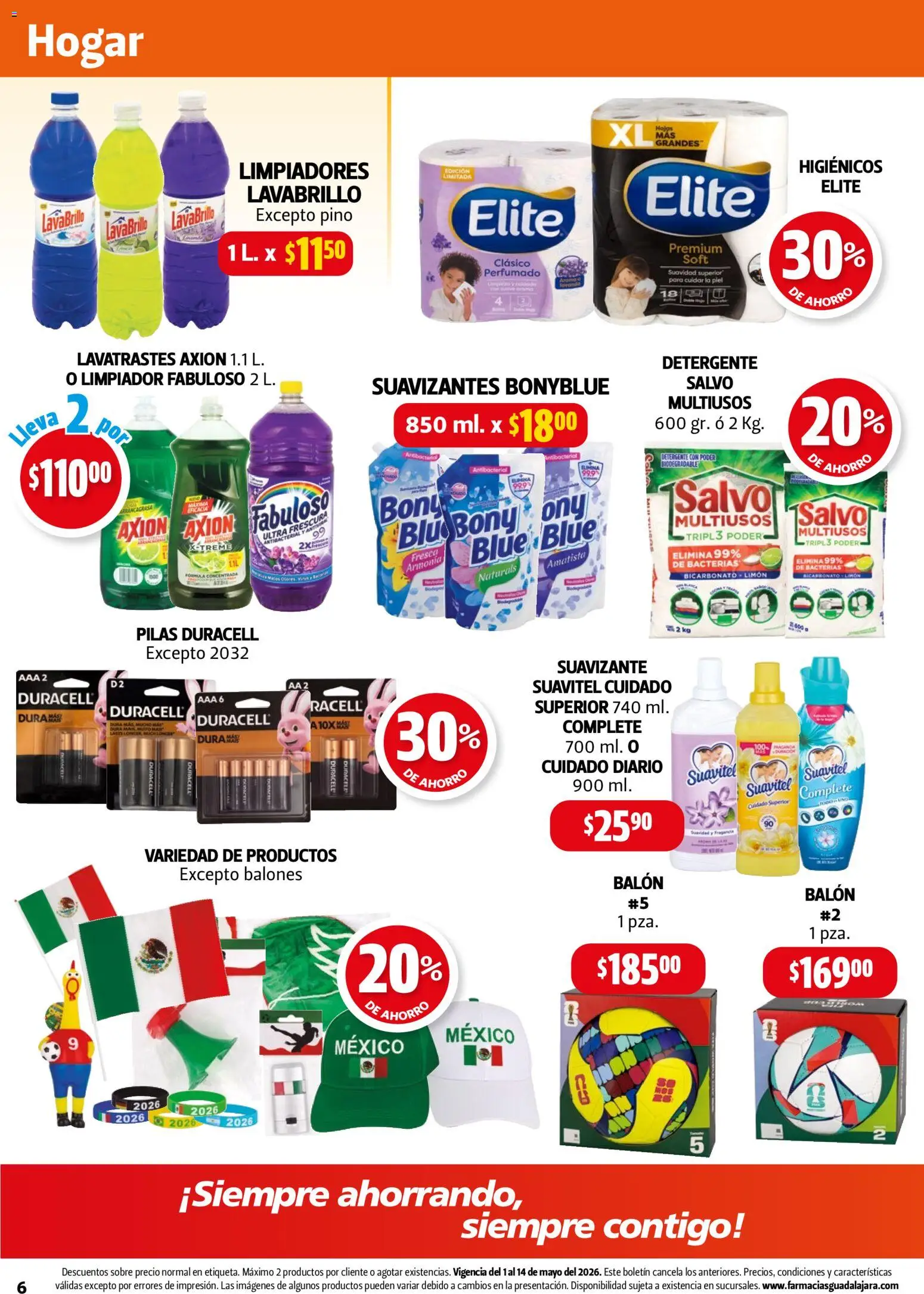 Nuevas ofertas de Farmacia Guadalajara válidas en toda la República Mexicana desde el 01.05.2026. ¡Encuentra las mejores ofertas en Farmacia Guadalajara catálogo! | Página: 6 | Productos: Detergente, Limón, Limpiador, Sobre