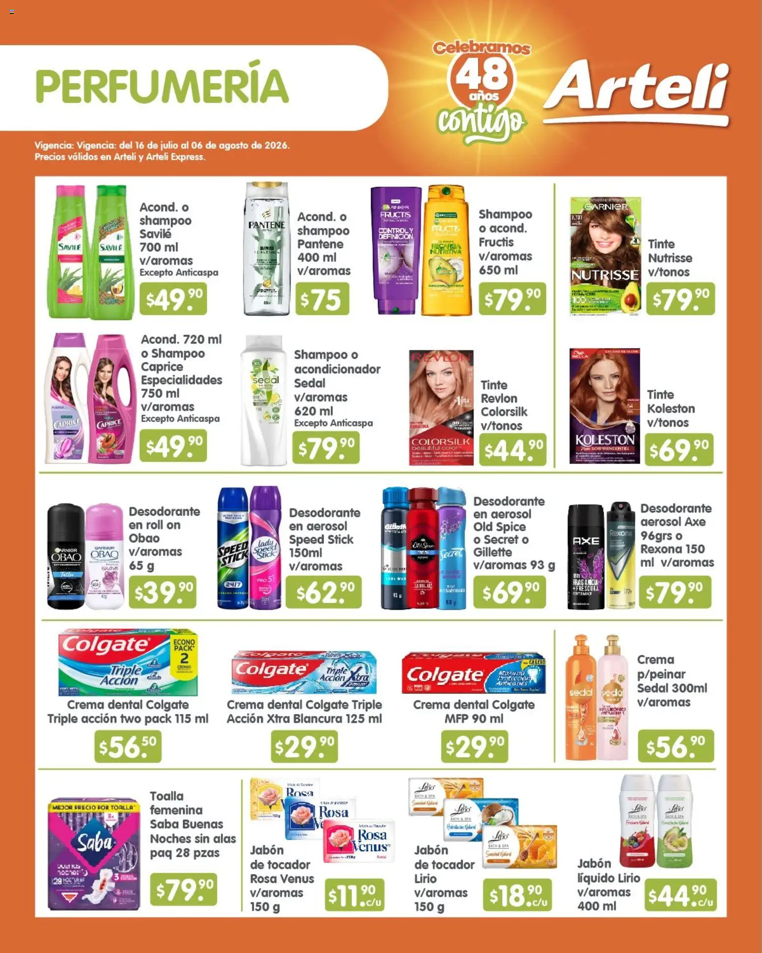 Nuevas ofertas de Arteli válidas en toda la República Mexicana desde el 16/07/2026. ¡Encuentra las mejores ofertas en Arteli folleto Quincenal! | Página: 13 | Productos: Desodorante, Toalla, Fragancia, Acondicionador