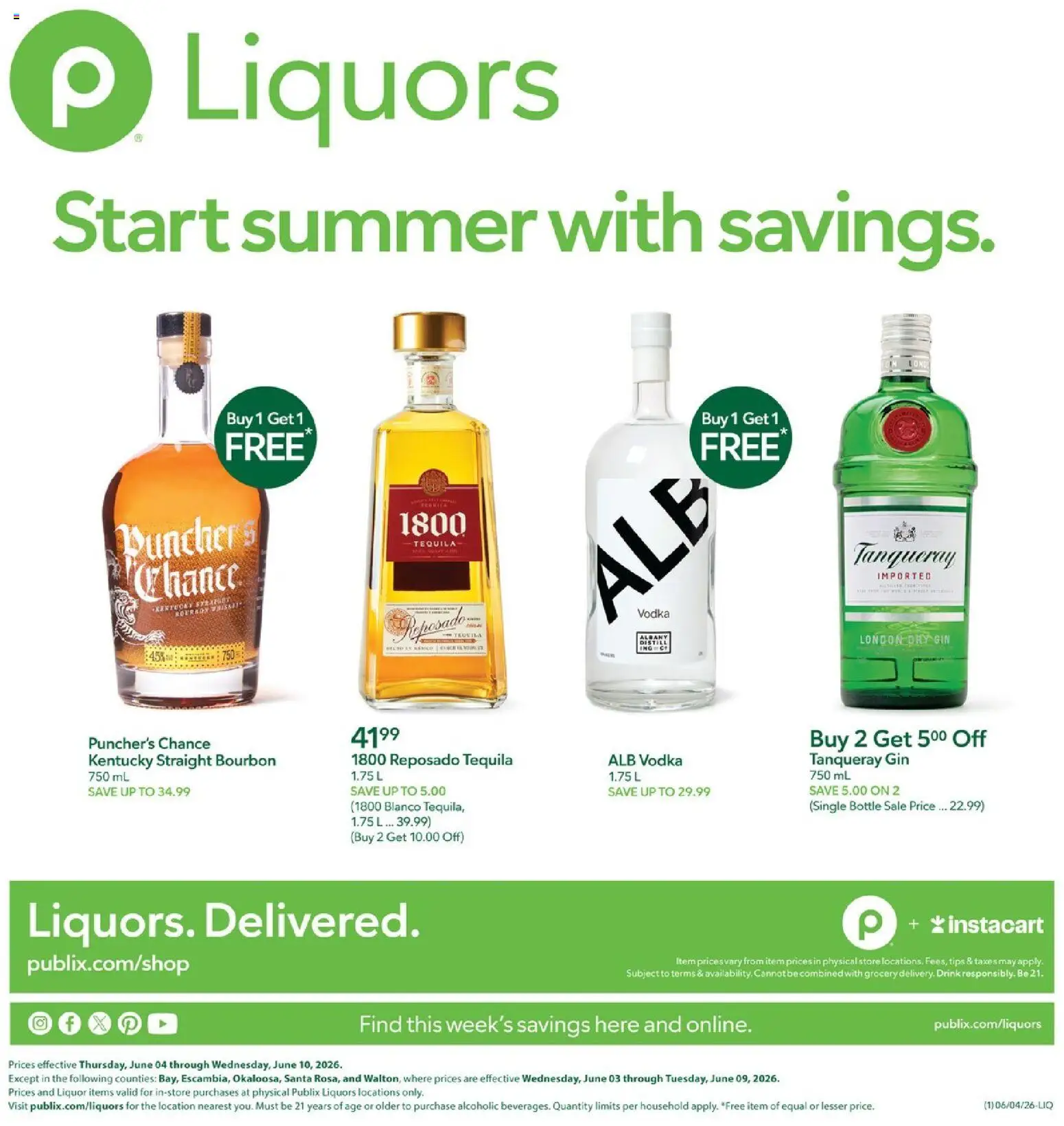 Publix Liquors - valid from 04.06.2026 | Page: 1 | Products: Bourbon, Gin, Vodka