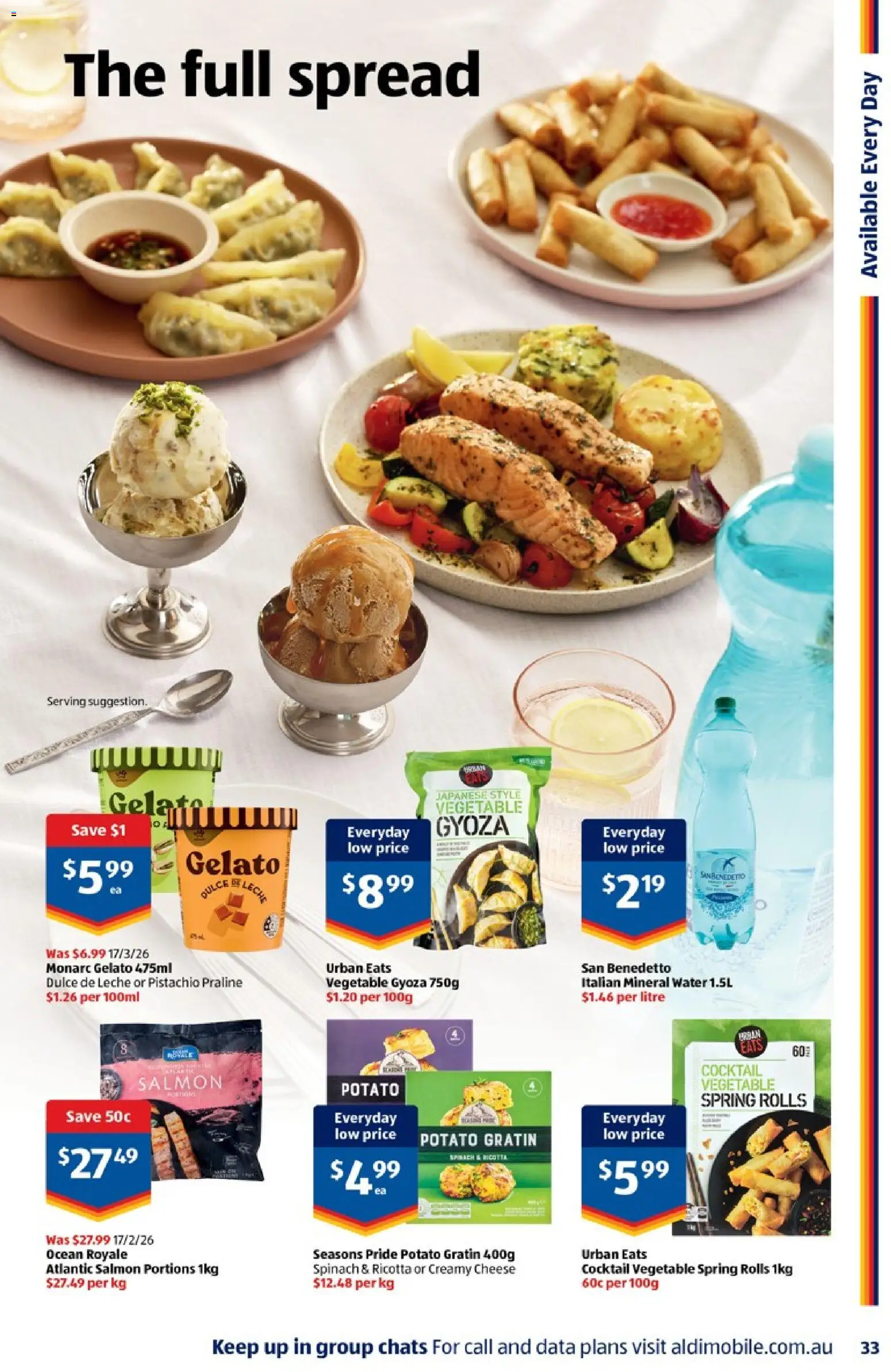 Aldi catalogue - valid from 20.05.2026 | Page: 33 | Products: Cheese, Spinach, Water, Salmon