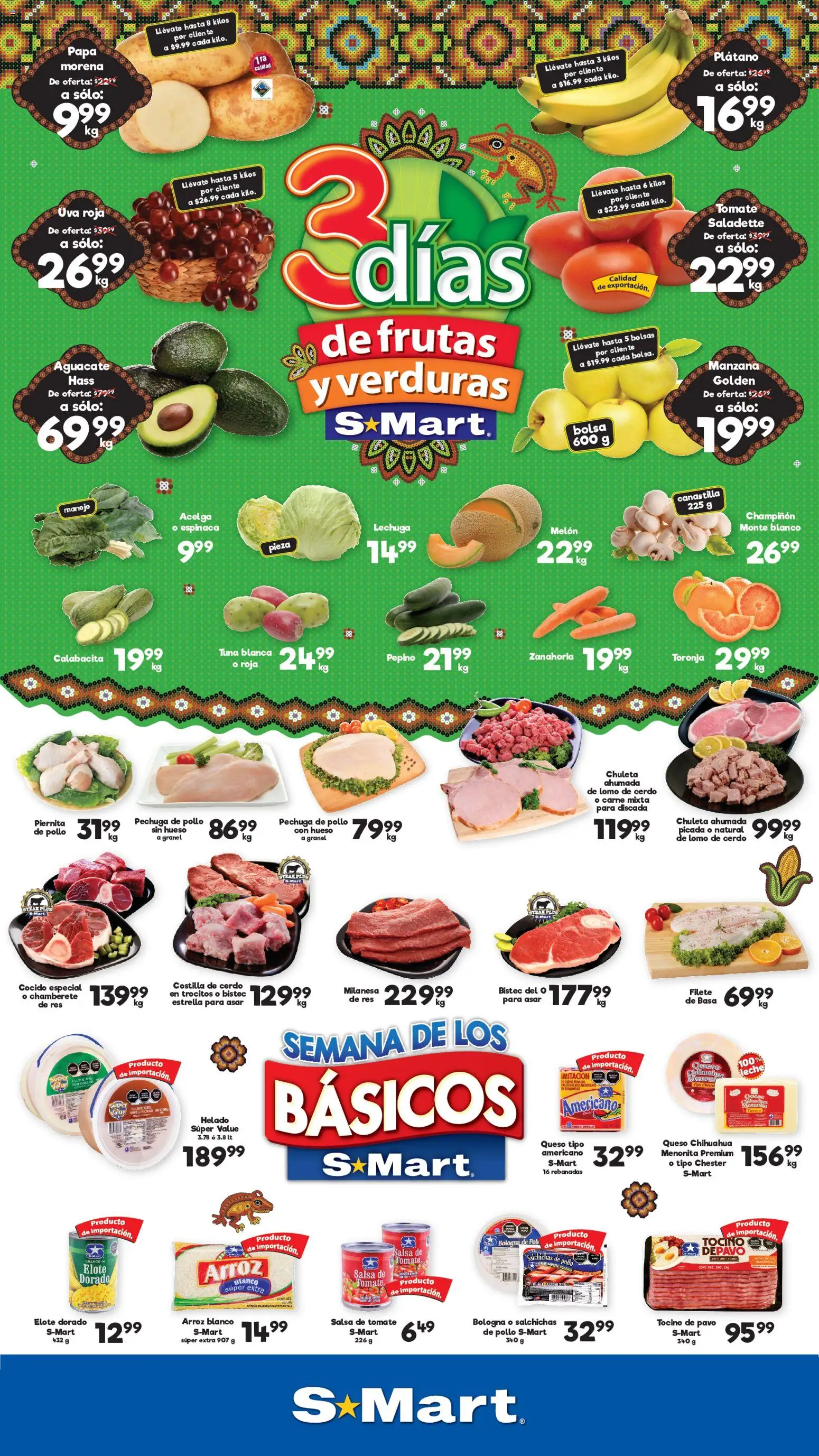 Nuevas ofertas de S-Mart válidas en toda la República Mexicana desde el 08/09/2026. ¡Encuentra las mejores ofertas en S-Mart folleto Matamoros! | Página: 1 | Productos: Pollo, Tomate, Lechuga, Pepino