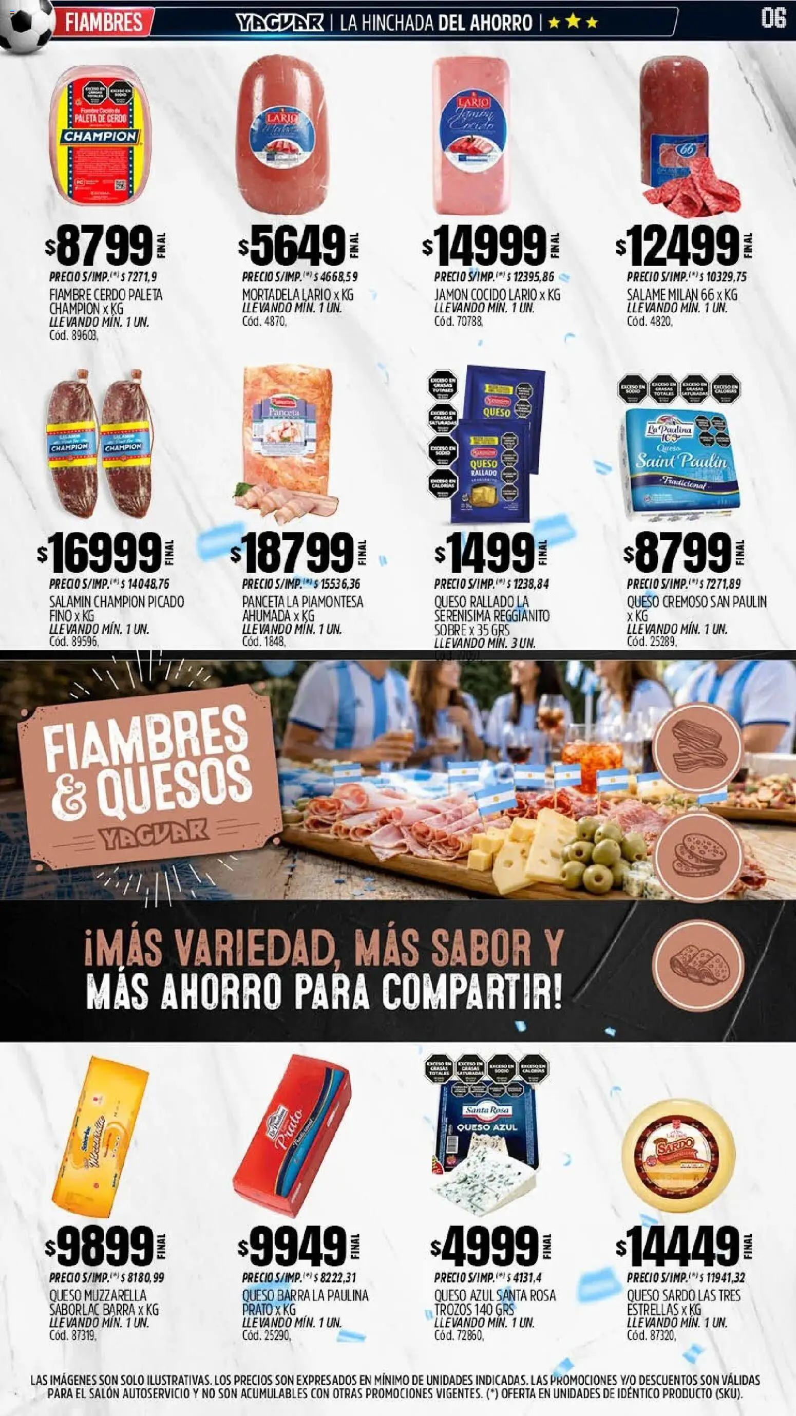 Yaguar - Oferta Semanal Mar del Plata │ válido desde el 08.06.2026 | Página: 6 | Productos: Sobre, Mortadela, Muzzarella, Queso