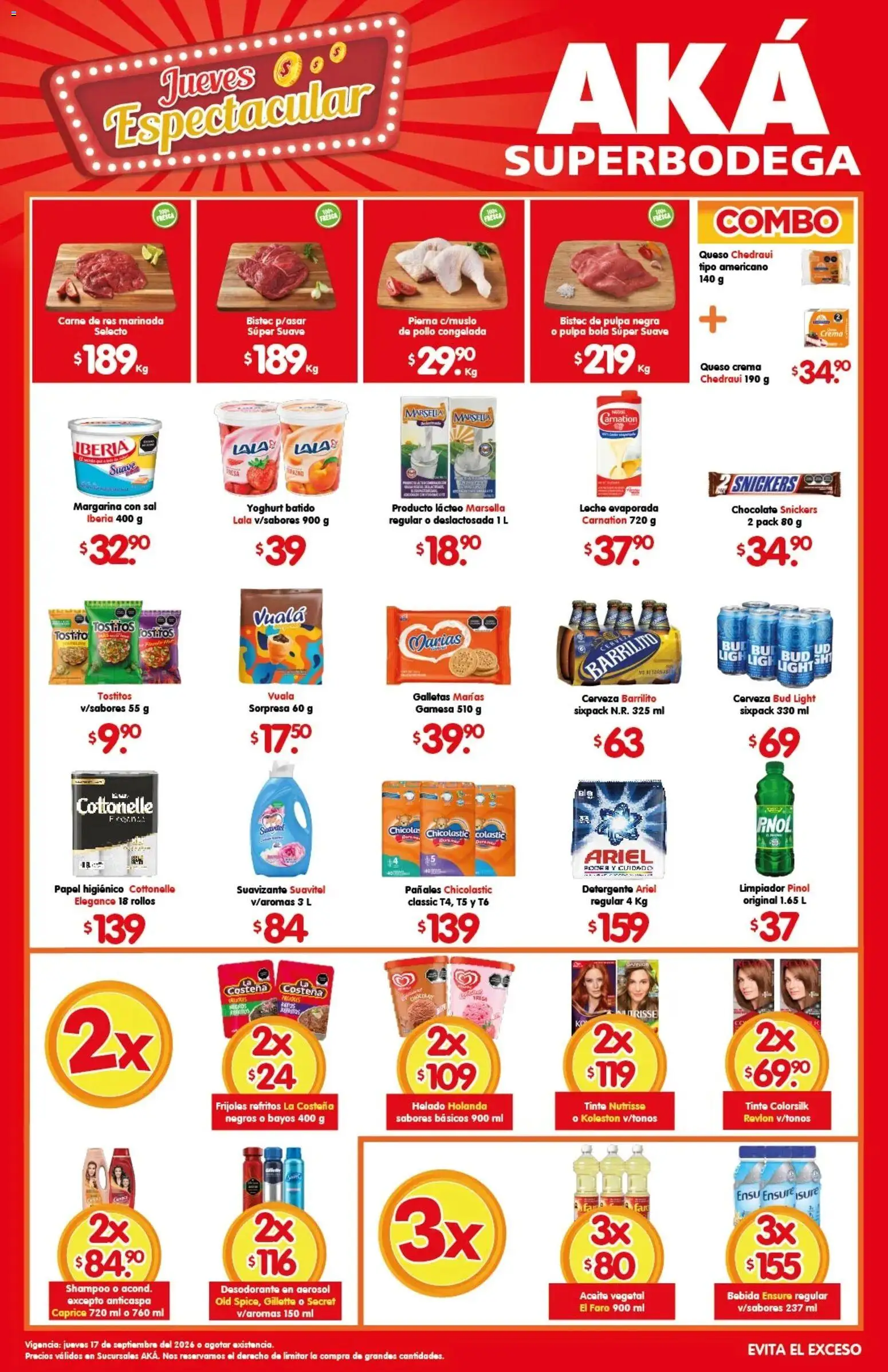 Nuevas ofertas de Arteli válidas en toda la República Mexicana desde el 17/09/2026. ¡Encuentra las mejores ofertas en Arteli folleto Aká Superbodegas! | Página: 1 | Productos: Aceite vegetal, Leche, Queso, Carne