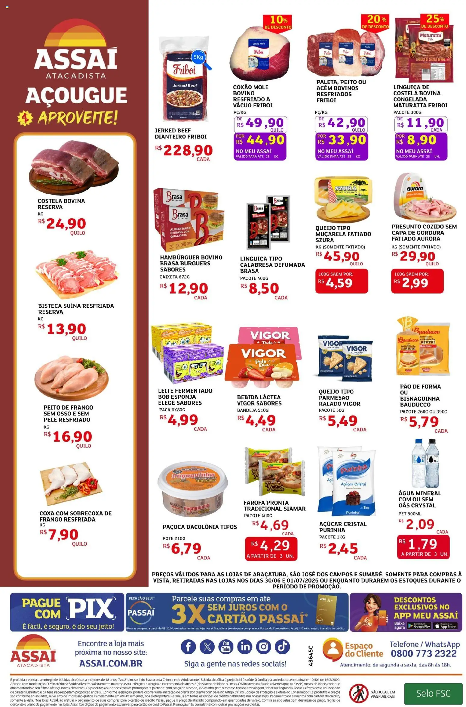 Assaí Atacadista Folheto - válido de 30/06/2026 | Página: 2 | Produtos: Queijo, Parmesão, Bandeja, Açúcar