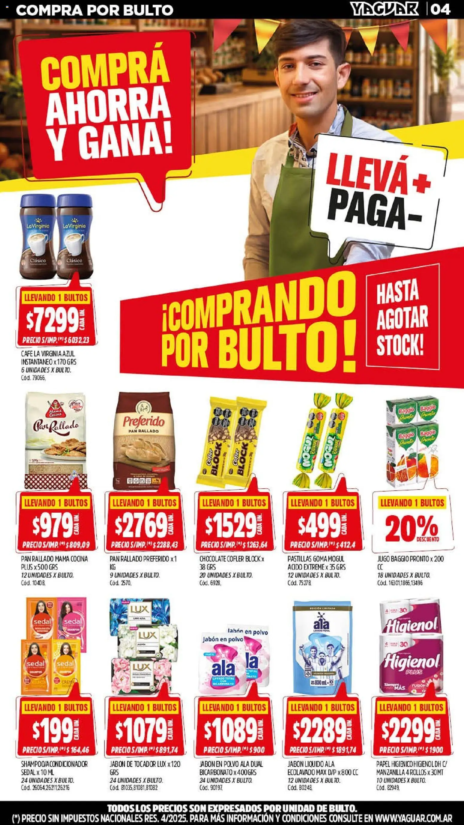 Yaguar - Oferta Semanal Neuquen │ válido desde el 14/09/2026 | Página: 4 | Productos: Papel higiénico, Café, Pan rallado, Crema