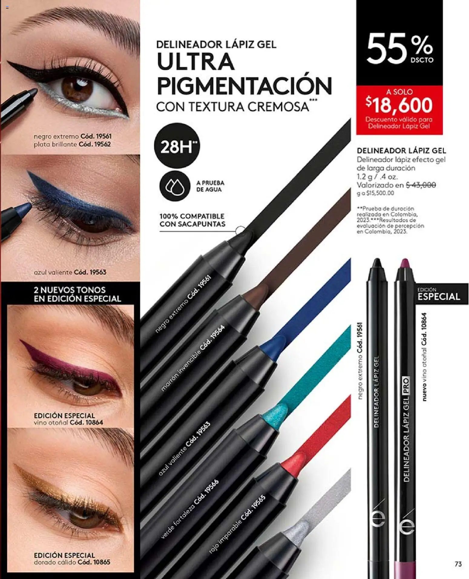 Ésika revista - valida desde el 17/07/2026 | Página: 73 | Productos: Agua, Sacapuntas, Delineador, Vino