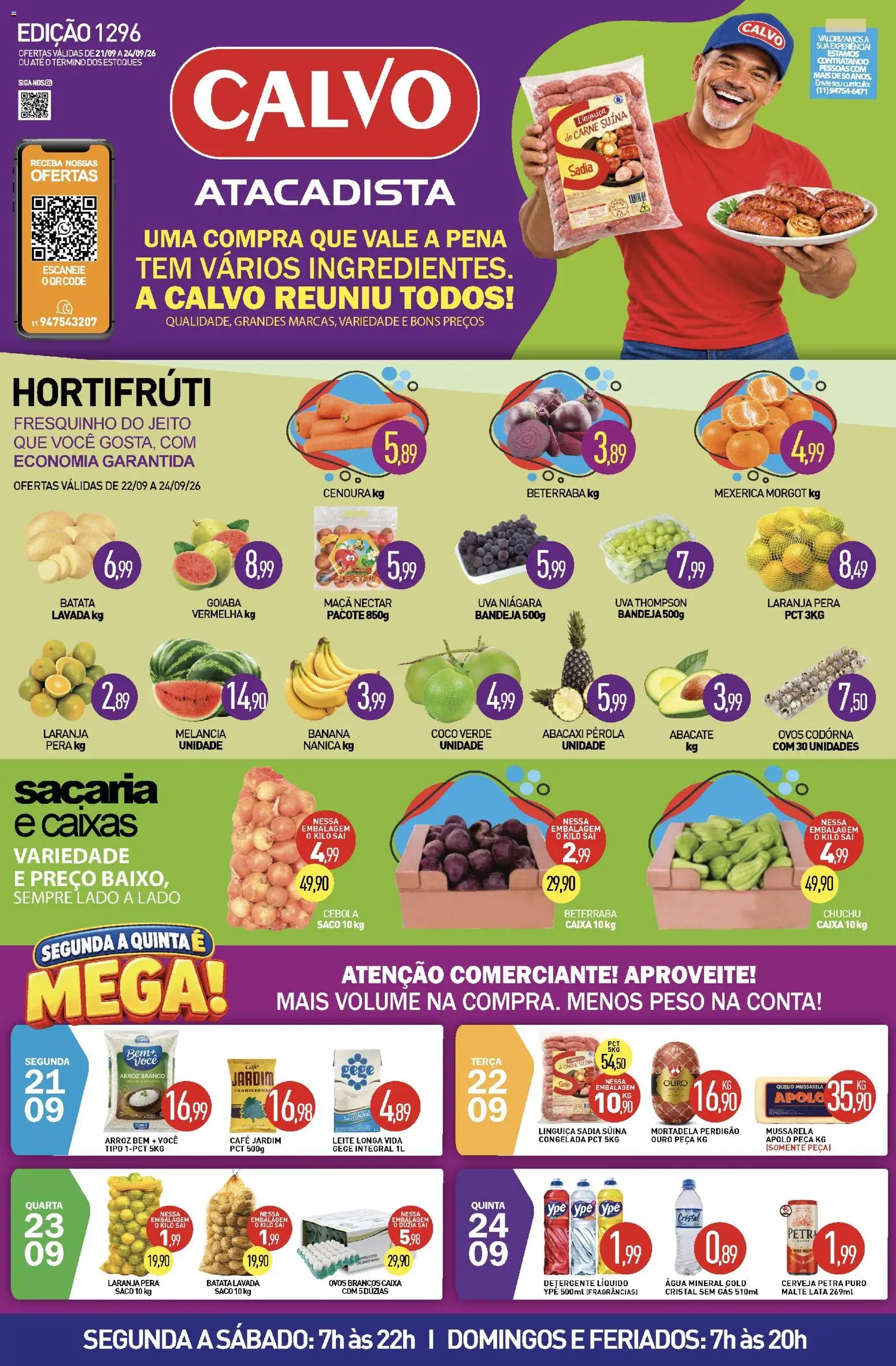 Calvo Atacadista Folheto - válido de 21/09/2026 | Página: 1 | Produtos: Pera, Cebola, Bandeja, Água mineral