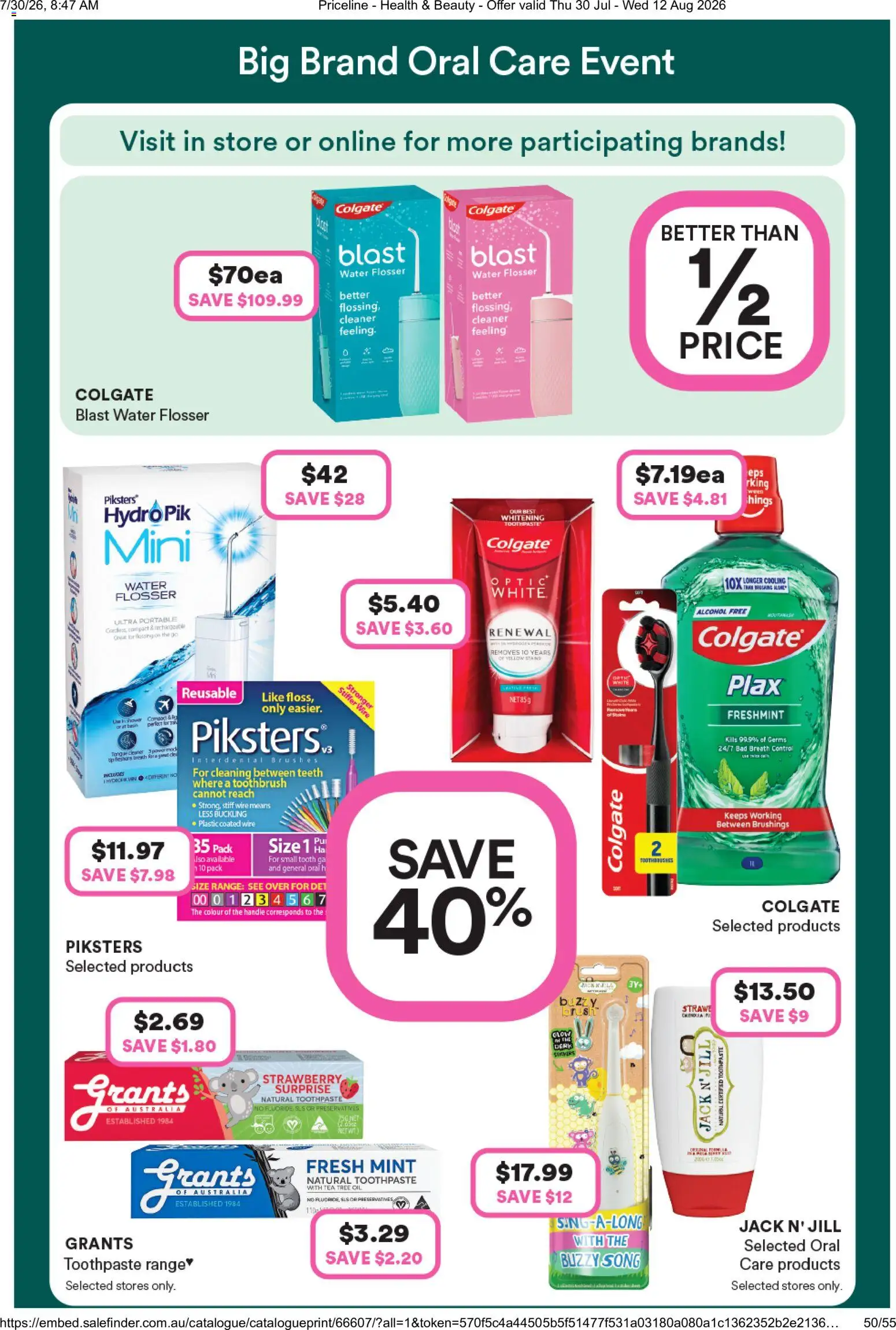 Priceline Pharmacy catalogue - valid from 30/07/2026 | Page: 25 | Products: Cleaner, Toothpaste, Water, Portable