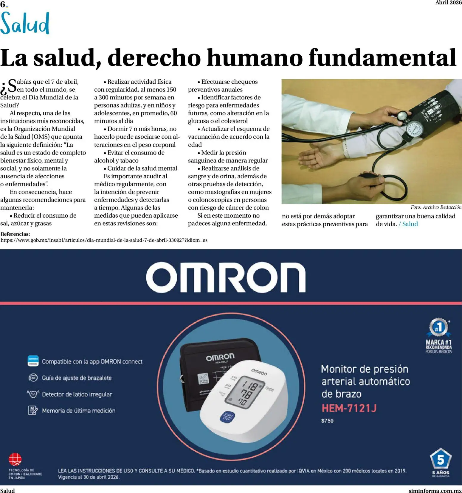 Nuevas ofertas de Farmacias Similares válidas en toda la República Mexicana desde el 01.04.2026. ¡Encuentra las mejores ofertas en Farmacias Similares catálogo! | Página: 6 | Productos: Azúcar, Monitor, Brazalete