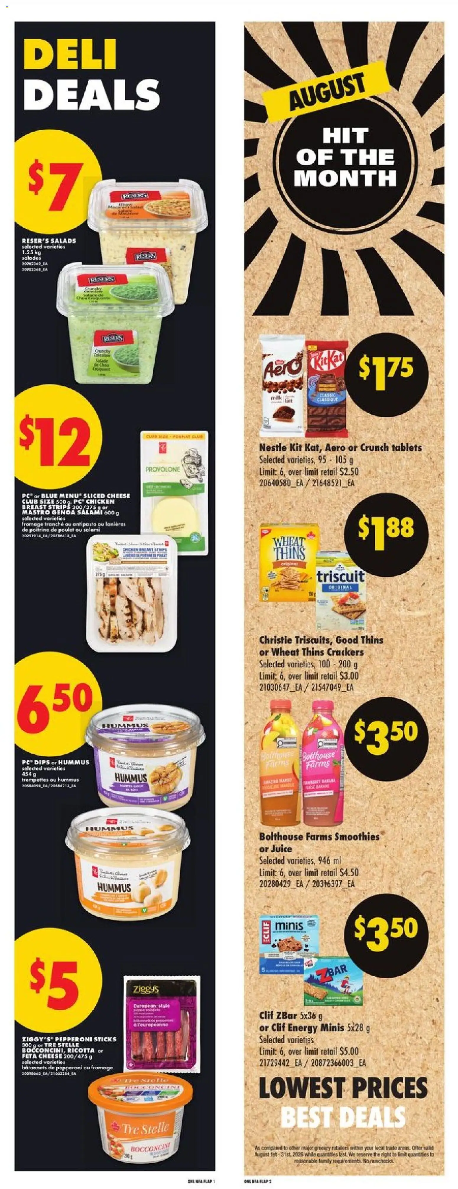 No Frills flyer valid from Aug 6, 2026 | Page: 6 | Products: PC, Milk, Salami, Chicken