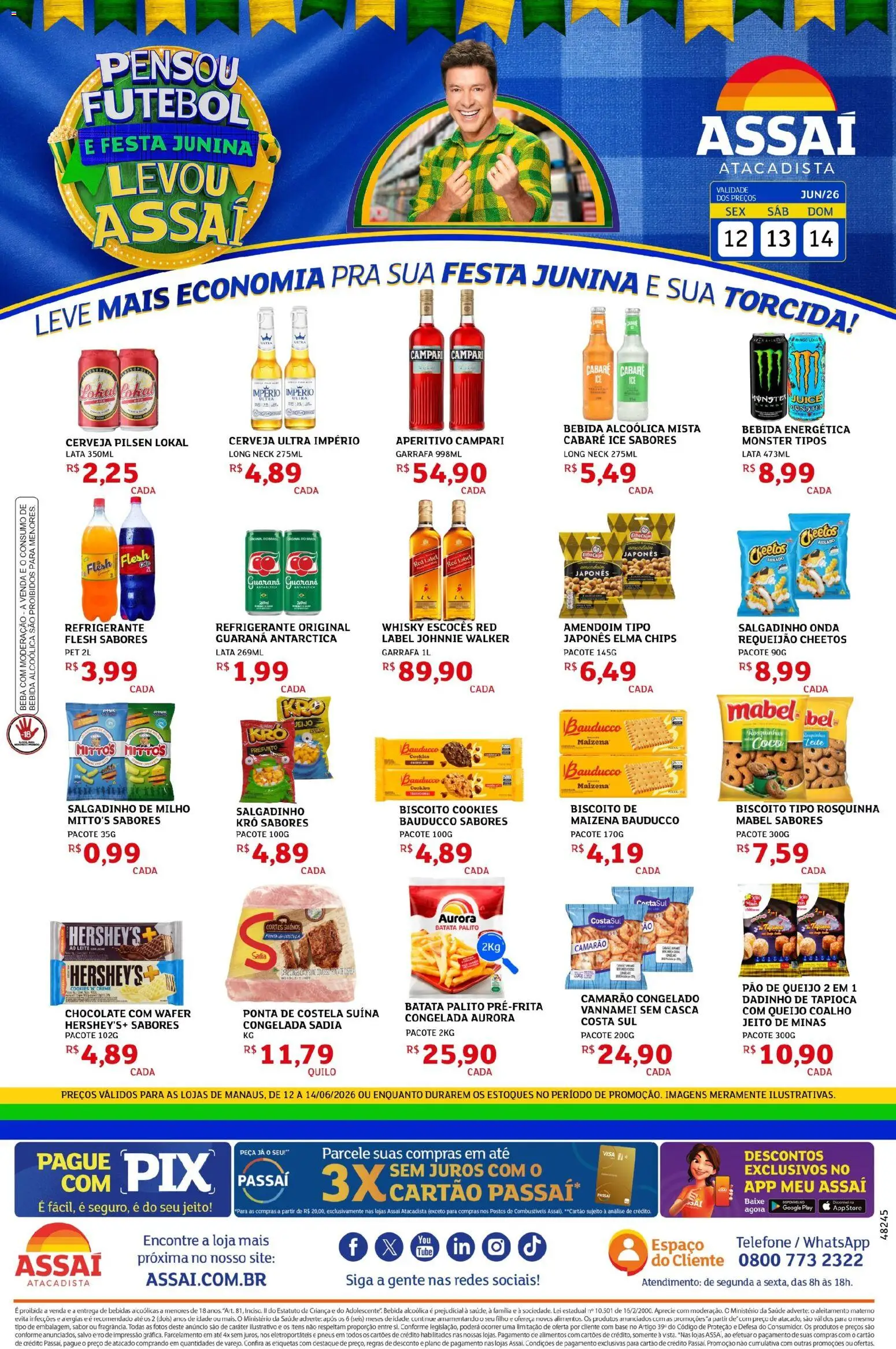 Assaí Atacadista Folheto - válido de 12.06.2026 | Página: 1 | Produtos: Presunto, Creme, Campari, Rosquinha