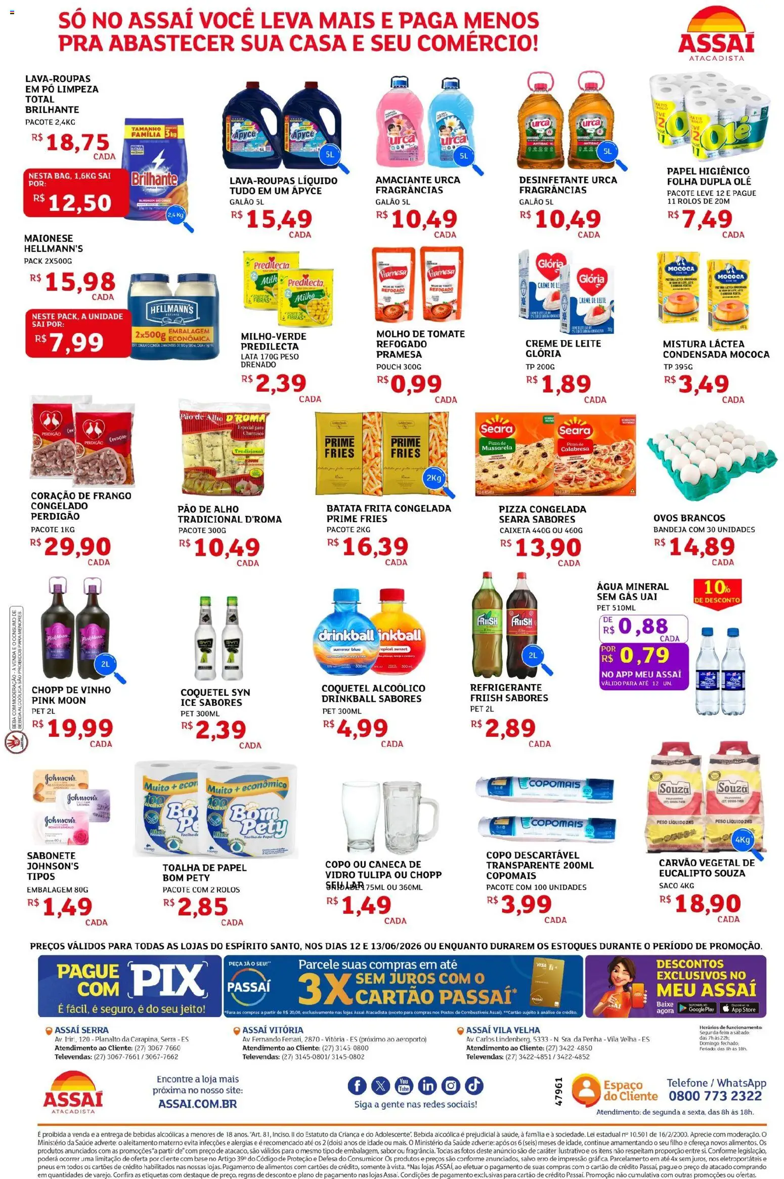 Assaí Atacadista Folheto - válido de 12.06.2026 | Página: 2 | Produtos: Rolo, Pao de alho, Pneus, Telefone