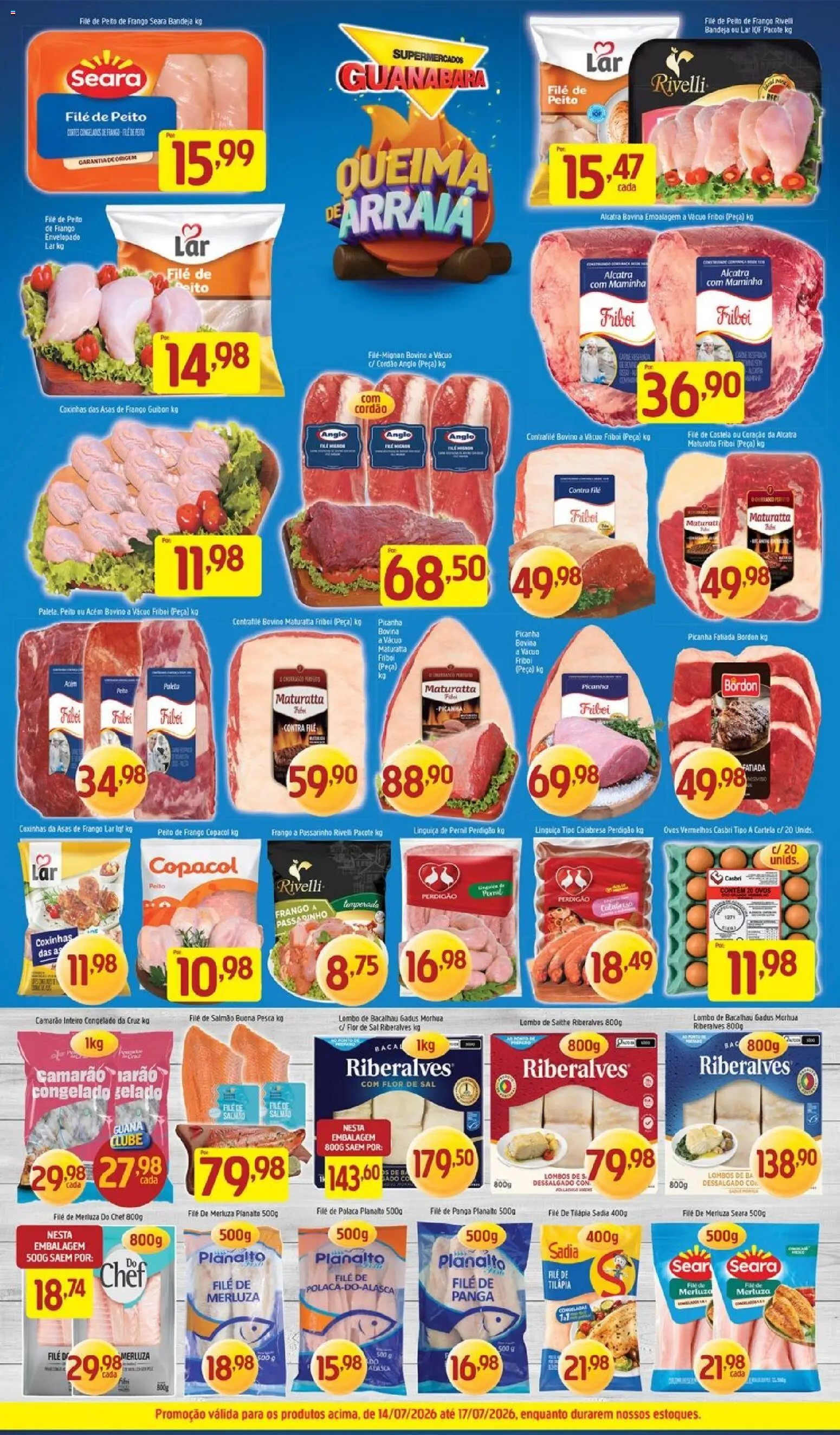 Supermercados Guanabara Folheto - válido de 14/07/2026 | Página: 5 | Produtos: Filé de salmão, Contra filé, Maminha, Pernil