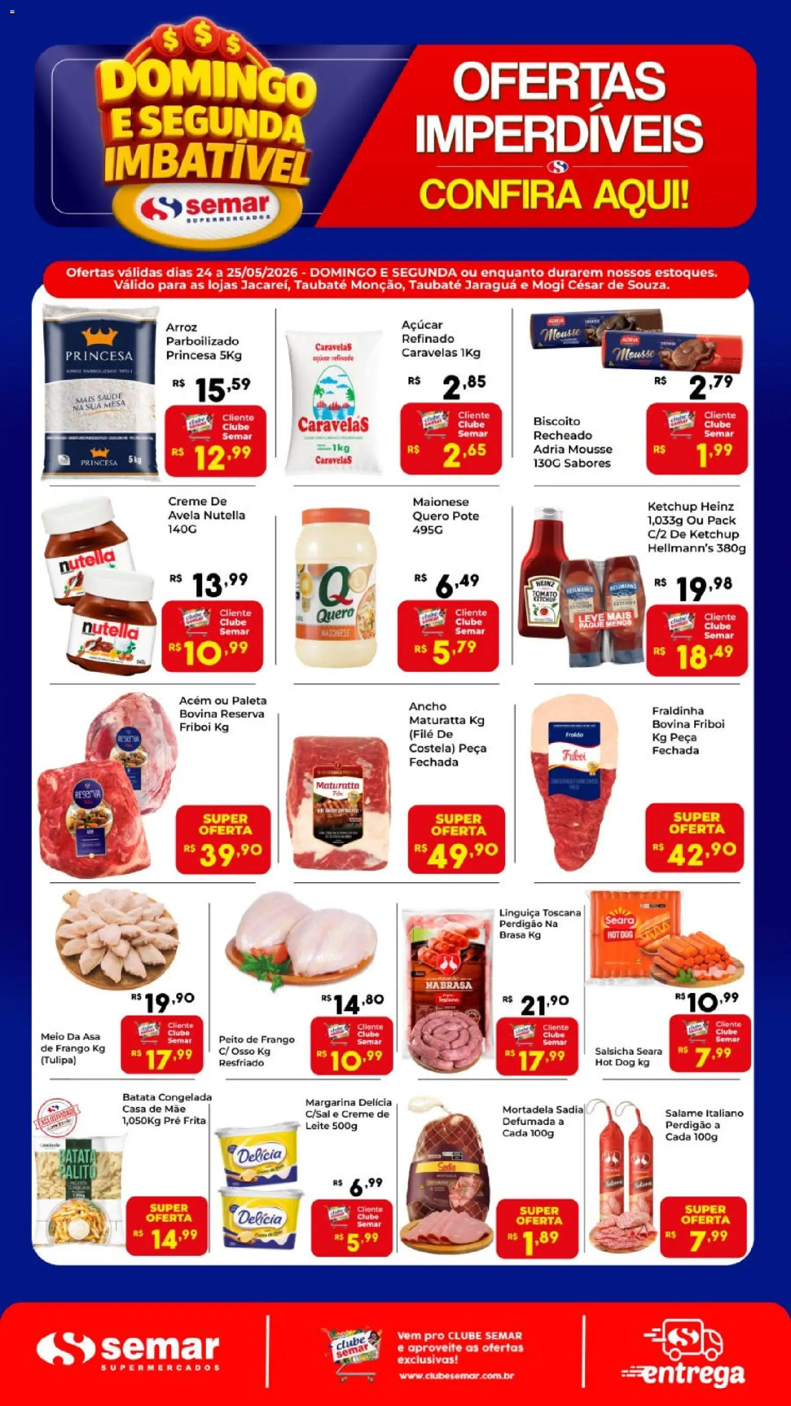 Semar Supermercado Folheto - válido de 24.05.2026 | Página: 1 | Produtos: Acém, Mortadela, Maionese, Margarina