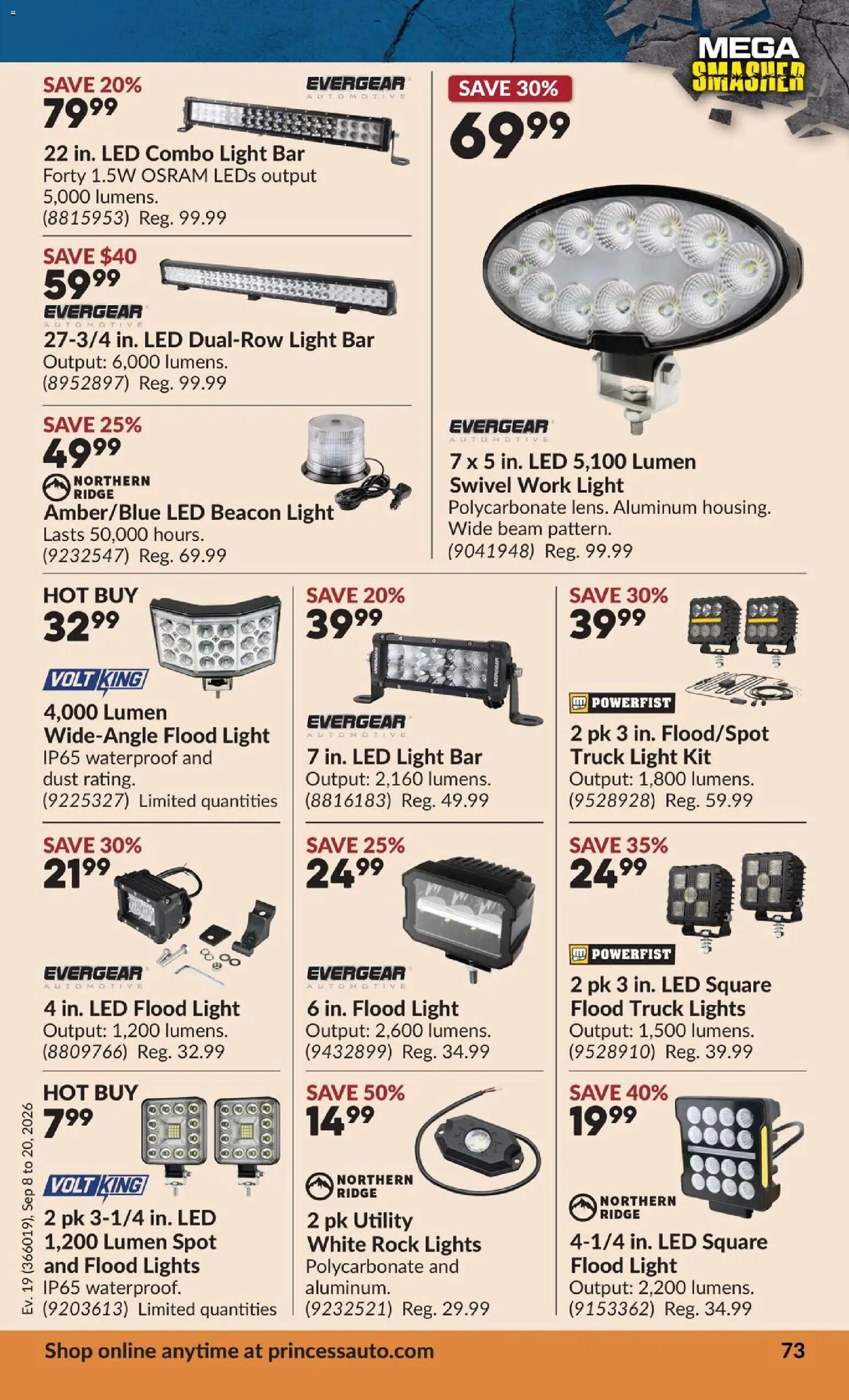 Princess Auto flyer valid from Sep 8, 2026 | Page: 77 | Products: LED light, Ridge