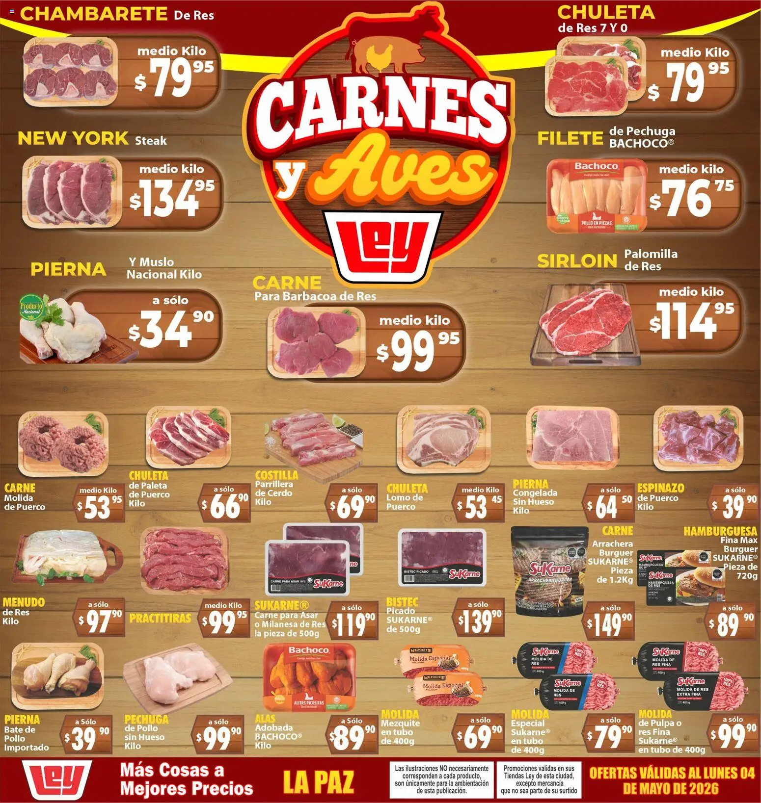 Nuevas ofertas de Casa Ley válidas en toda la República Mexicana desde el 02.05.2026. ¡Encuentra las mejores ofertas en Casa Ley folleto Carnes y Aves La Paz! | Página: 1 | Productos: Pollo, Milanesa, Cerdo, Res